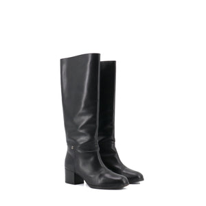 CHANEL - Bottes Chanel en cuir noir (T37,5)