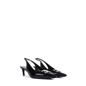 VALENTINO - Rockstud sandals in black leather and ostrich feathers (T41.5)