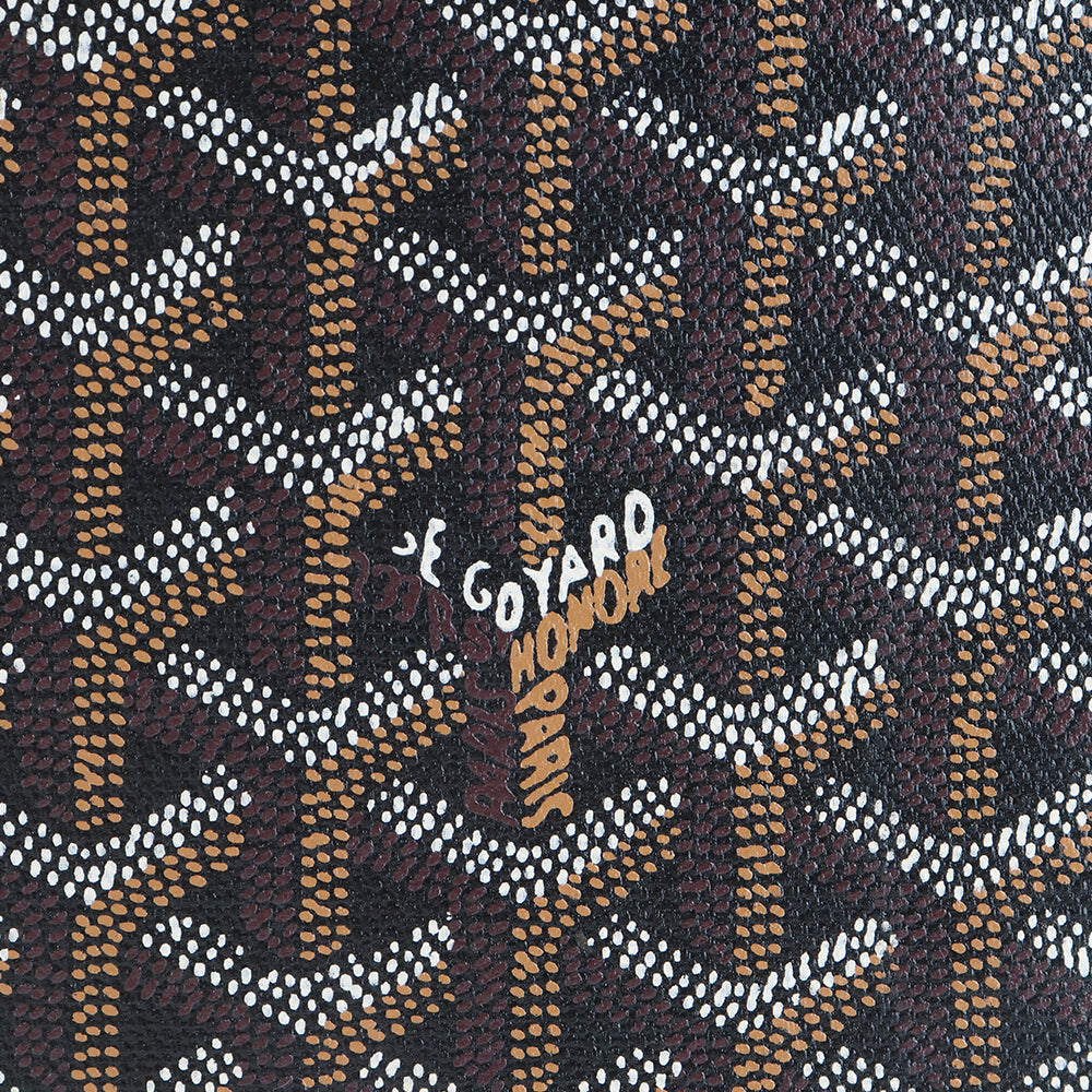 GOYARD - Sac cabas Comores en toile enduite noire et cuir marron