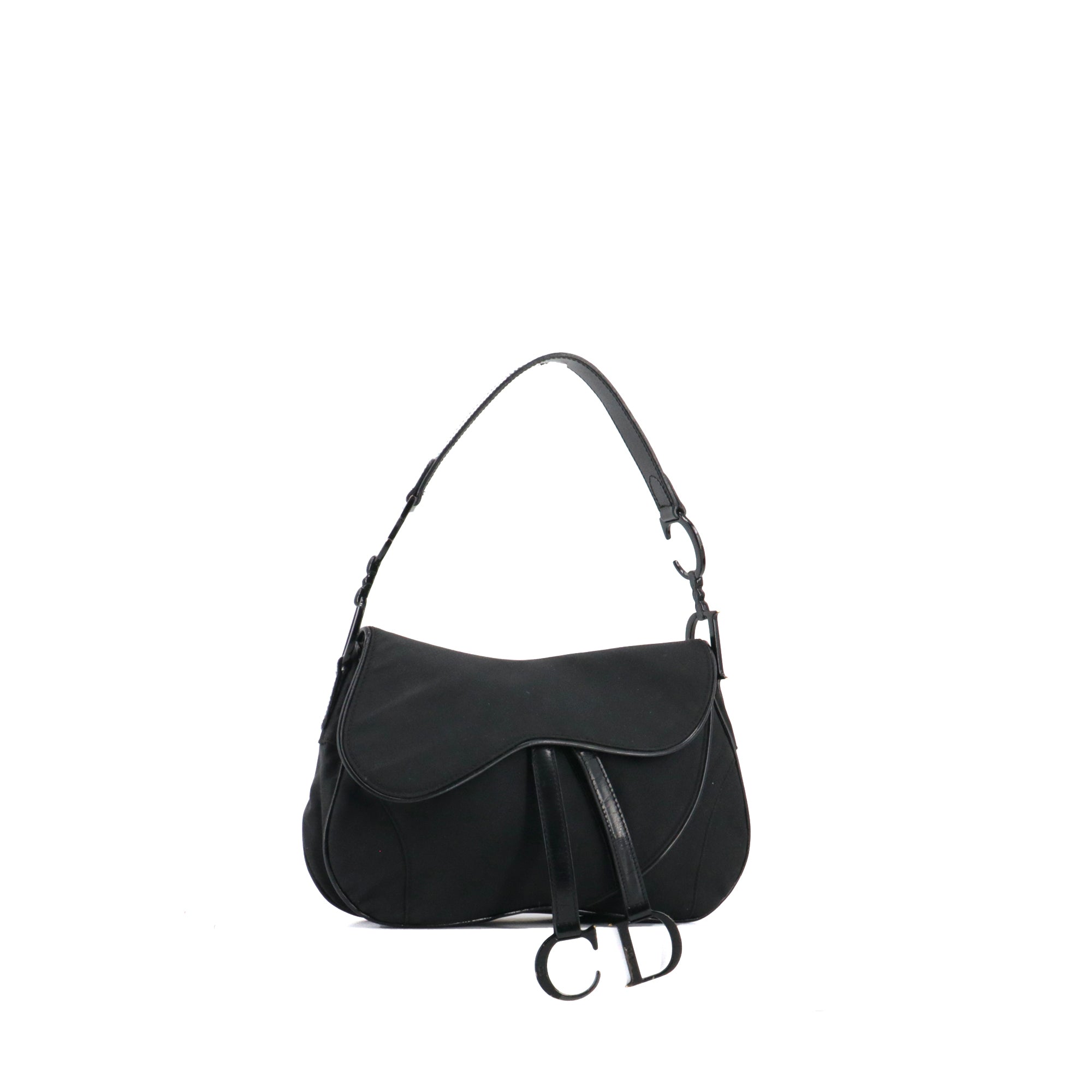 DIOR - Sac à épaule Saddle Vintage Dior en toile noire