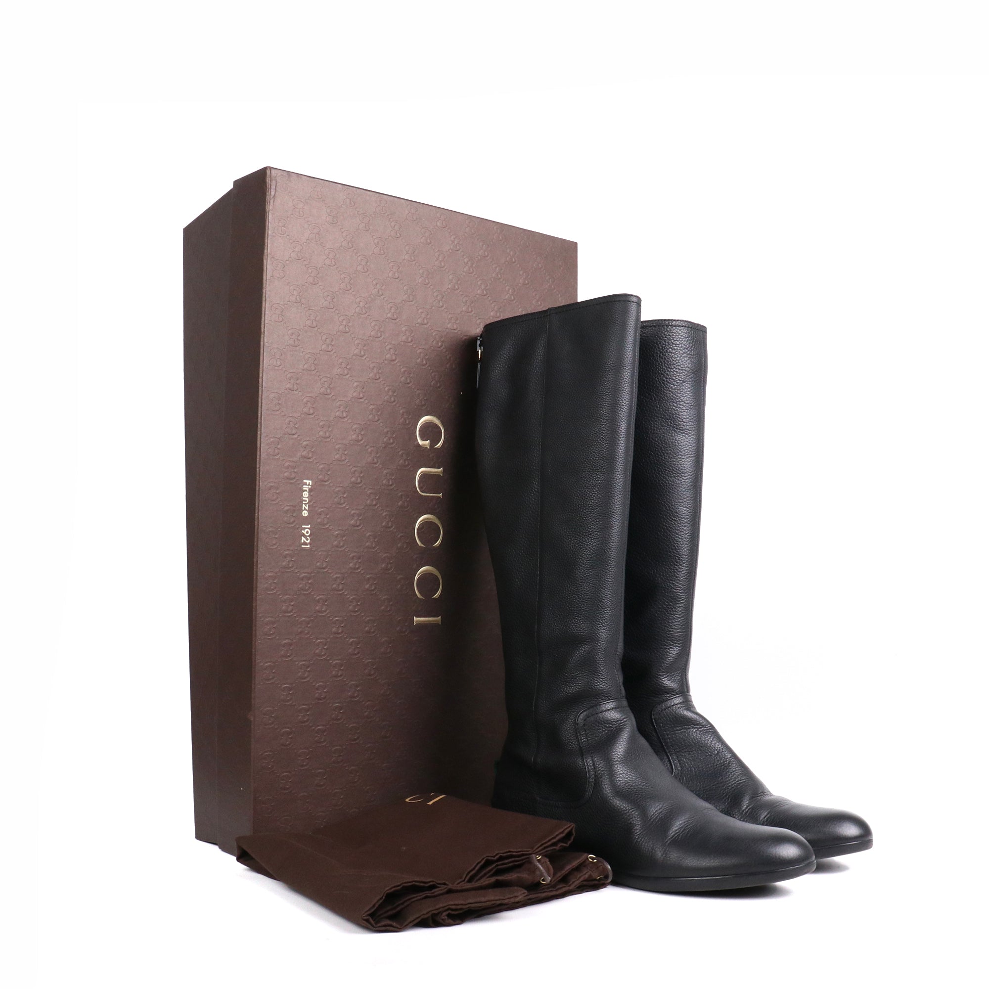 GUCCI - Bottes Gucci en cuir noir (T38,5)