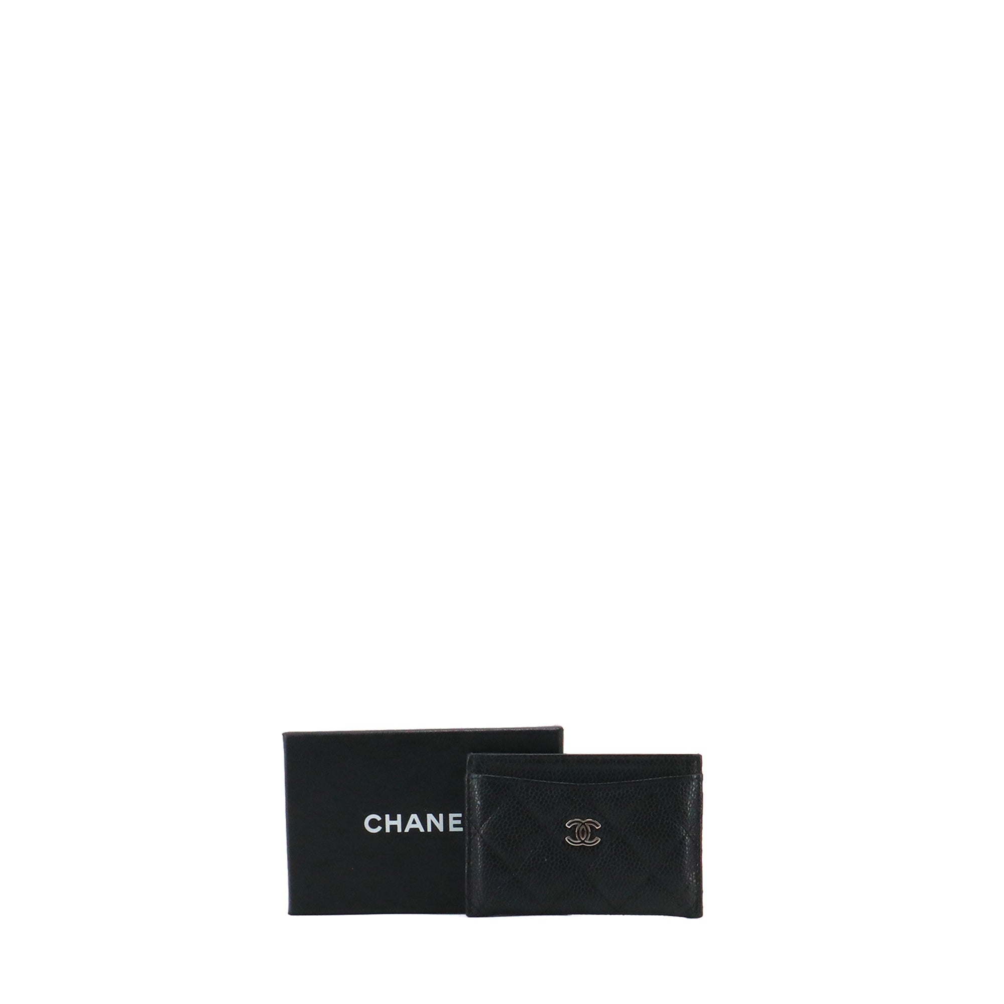 CHANEL - Porte cartes Chanel en cuir matelassé grainé noir édition limitée