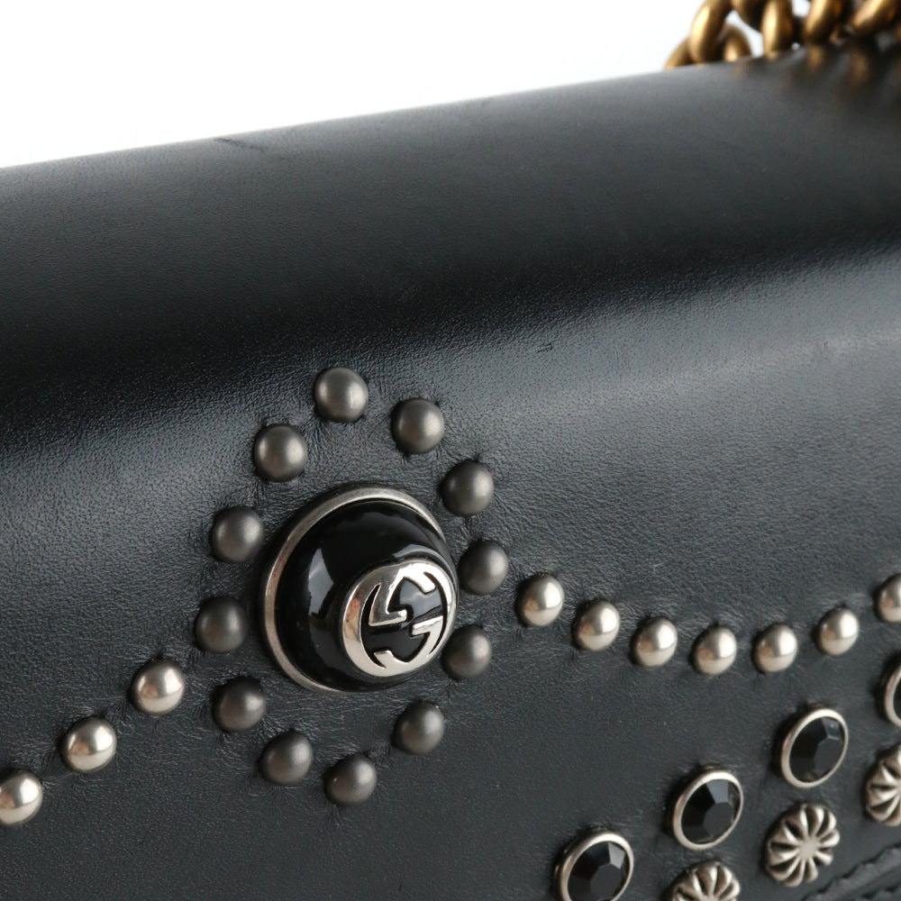 GUCCI - Sac à épaule Dionysus Stud en cuir noir