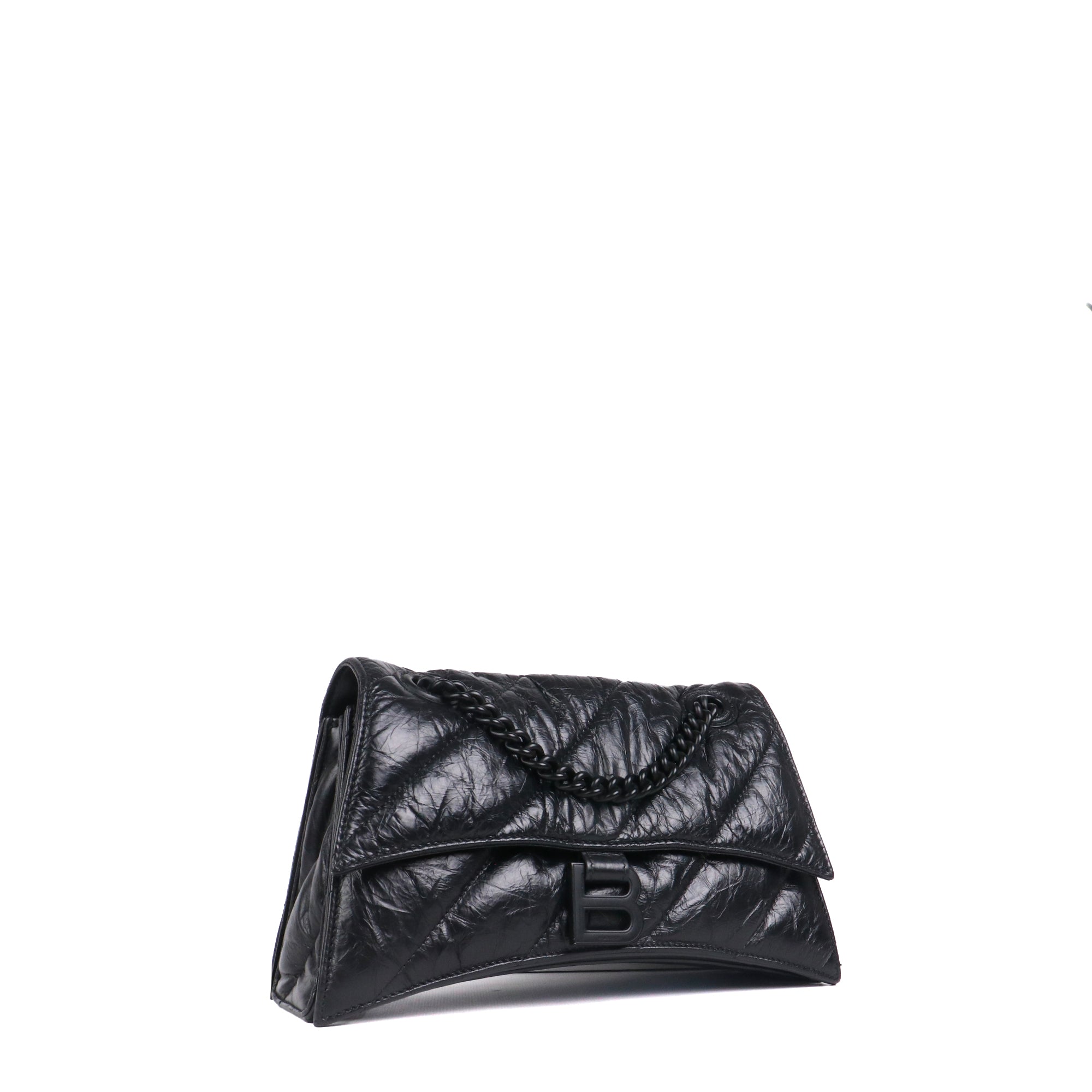 BALENCIAGA - Crush small shoulder bag in black leather