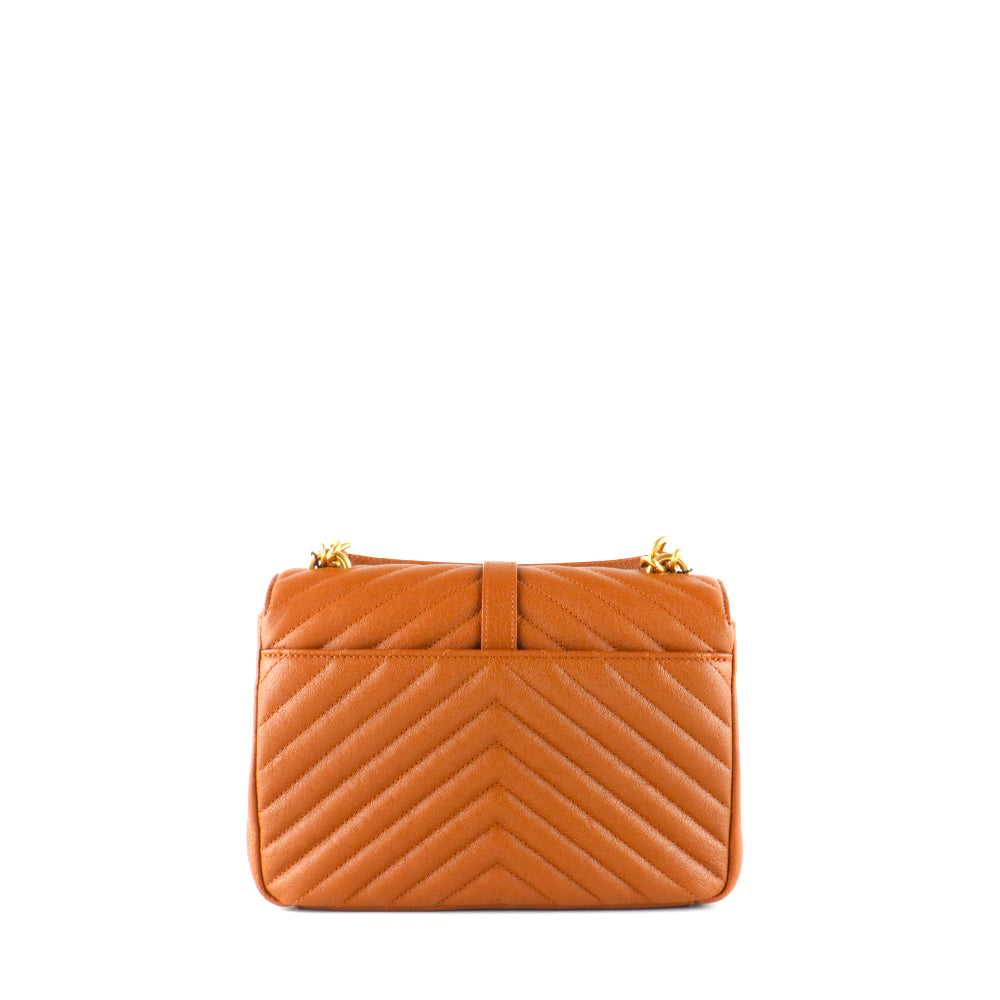 SAINT LAURENT - Sac à épaule Collège en cuir grainé marron