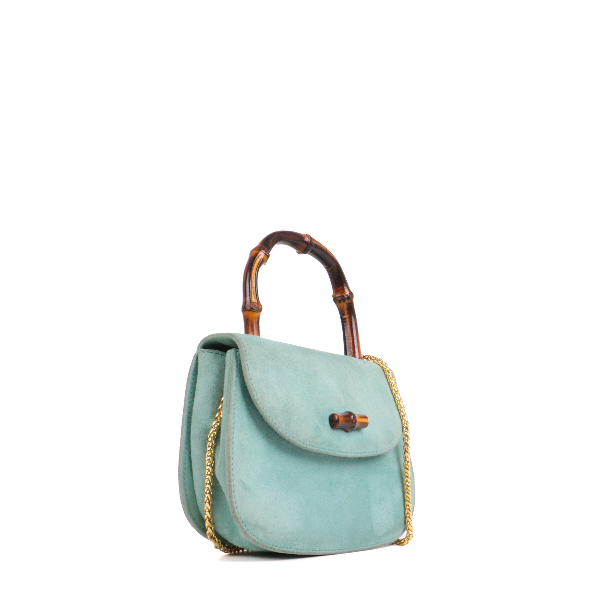GUCCI - Gucci Bamboo tote bag in black canvas and leather