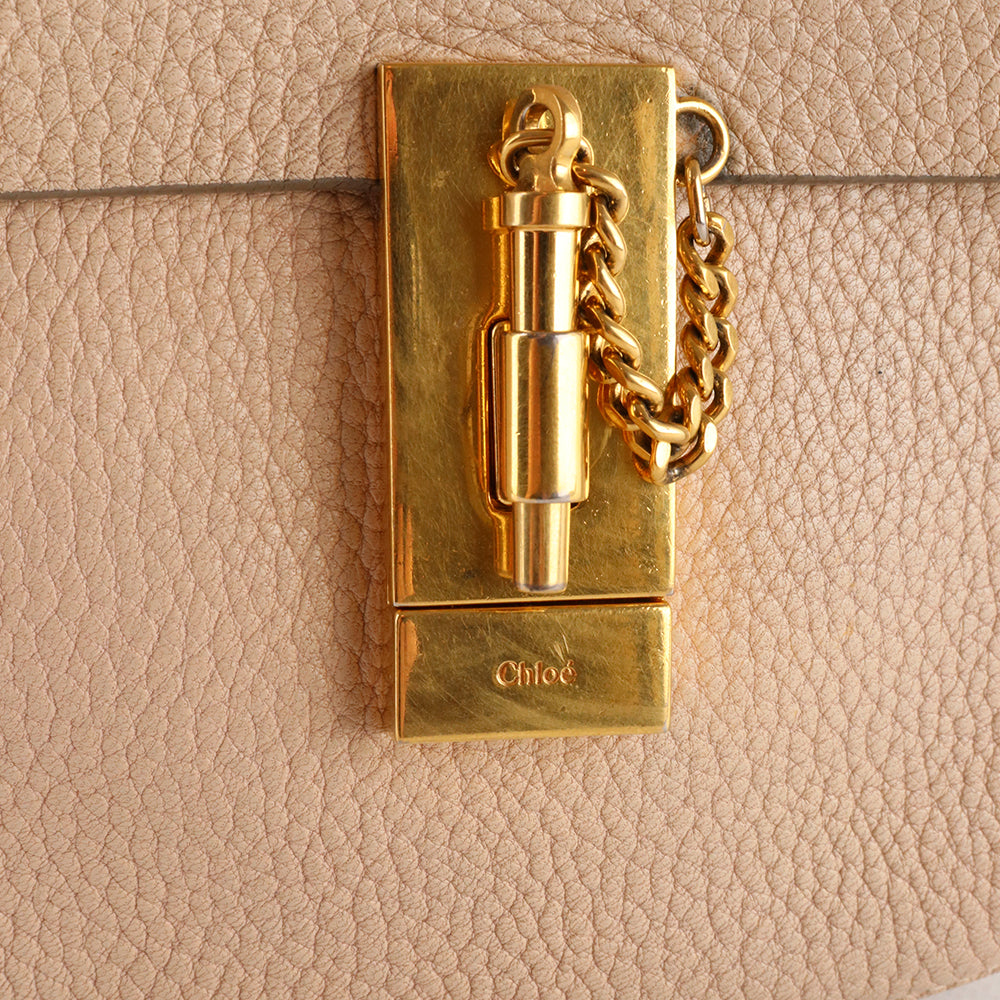 CHLOÉ - Sac à bandoulière Drew en cuir grainé beige