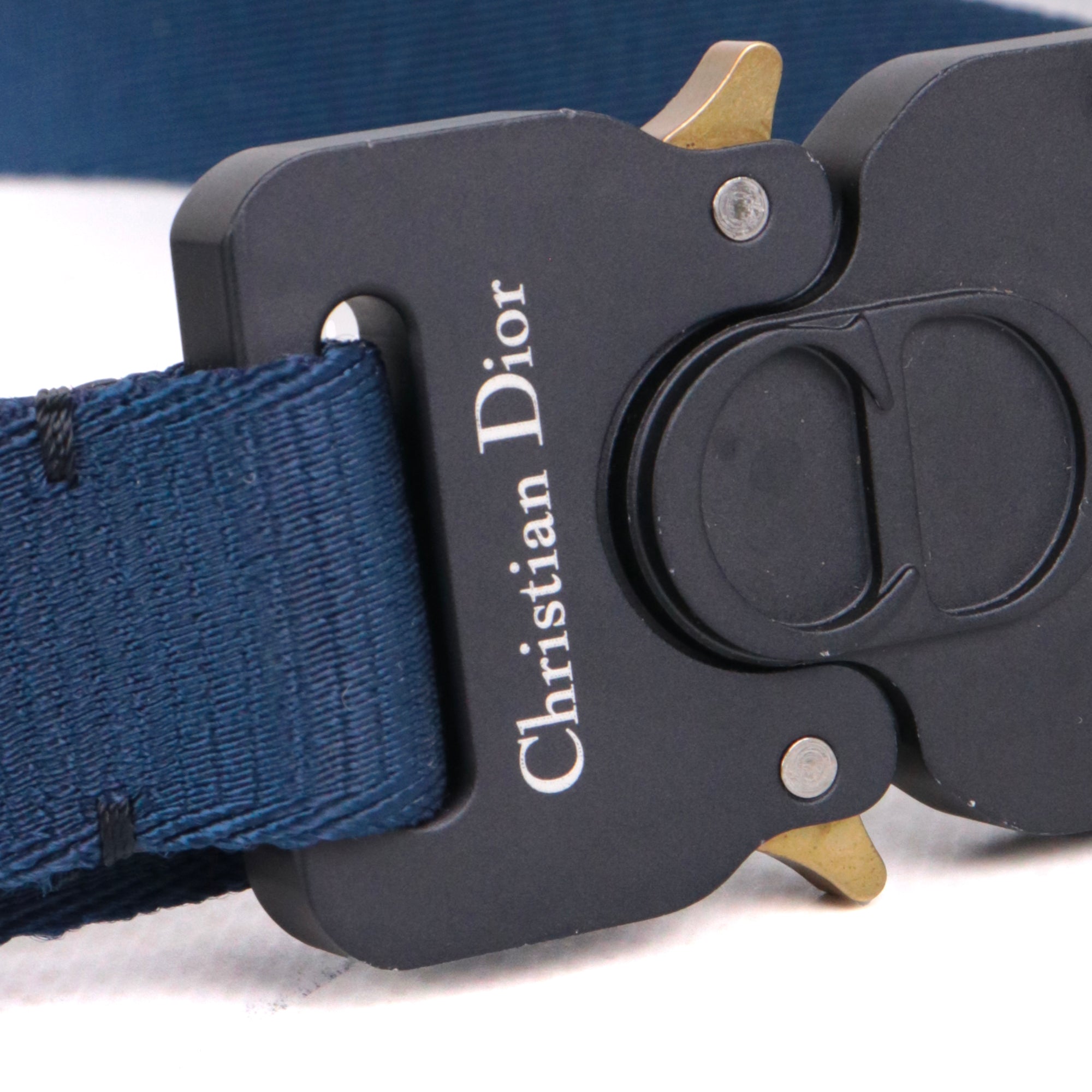 DIOR - Ceinture Saddle Dior en tissu bleu marine
