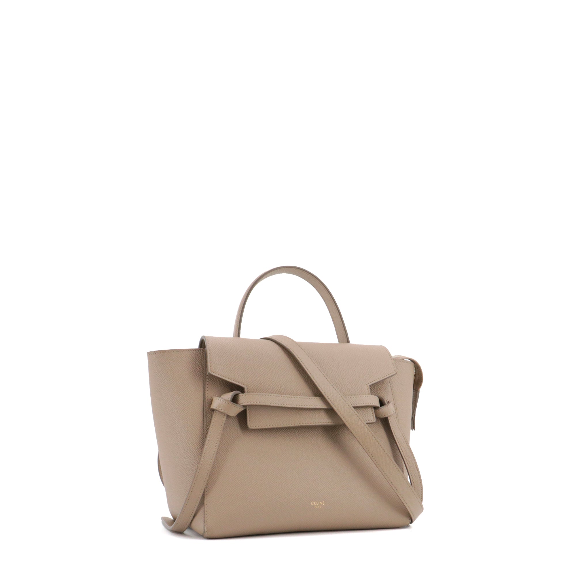 CELINE - Sac à bandoulière Belt nano Celine en cuir grainé beige