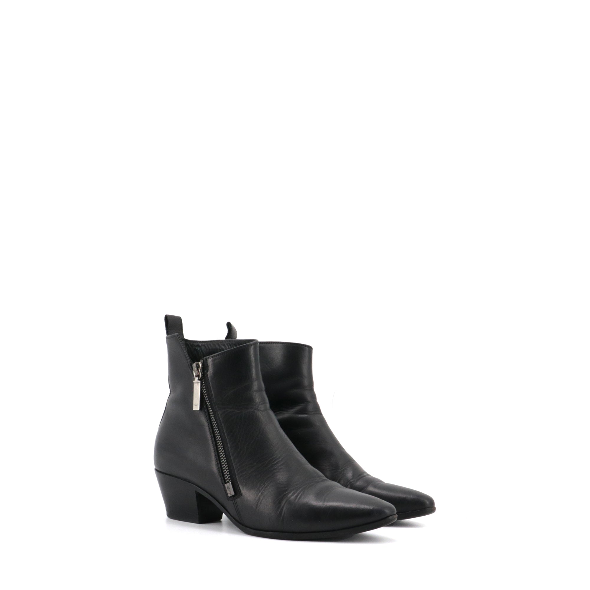 SAINT LAURENT - Bottines Beat Saint Laurent en cuir noir (T36.5)