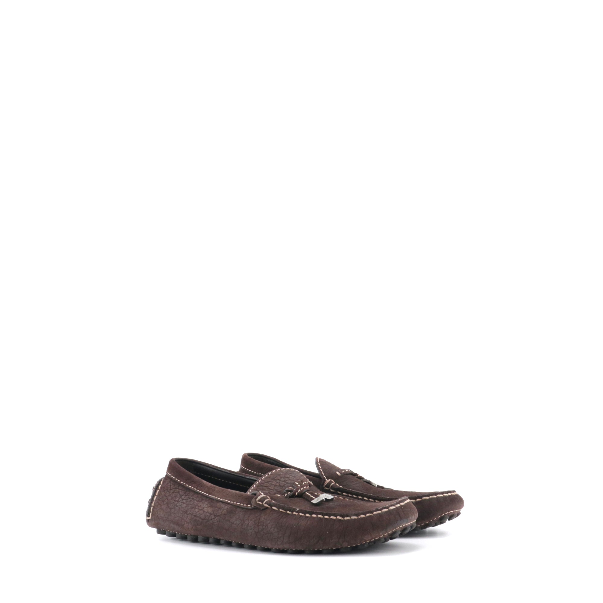 LOUIS VUITTON - Louis Vuitton LV Driver loafers in brown grained leather (T41.5)