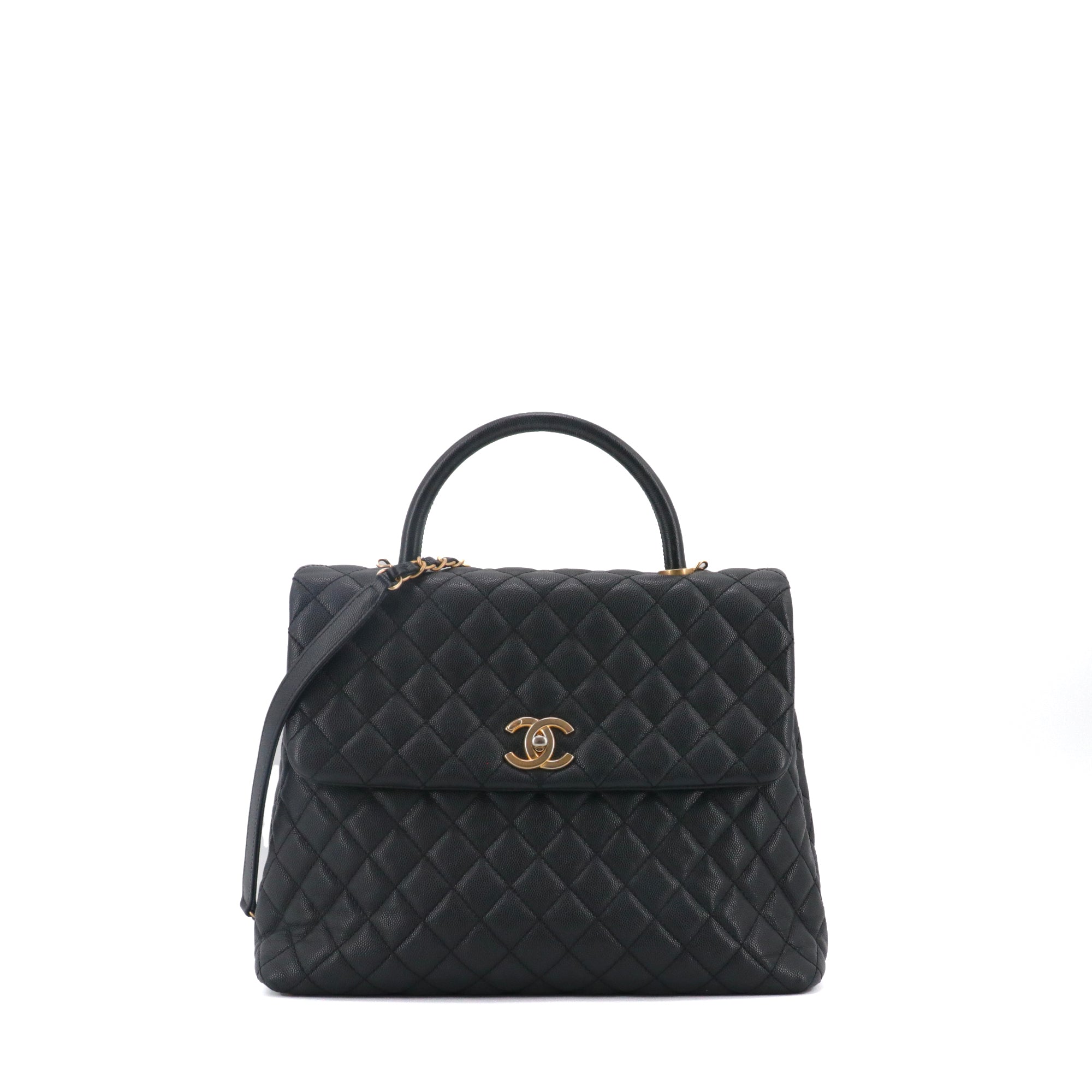 CHANEL - Chanel Coco Handle GM handbag in black caviar leather