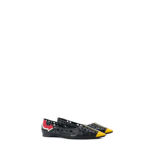 PRADA - Prada ballerinas in black perforated leather (T39)