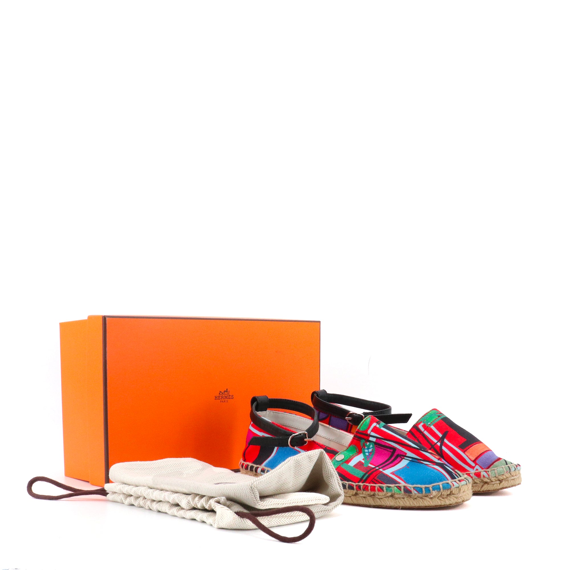HERMÈS - Espadrilles Malaga Hermès en toile multicolore (T37)