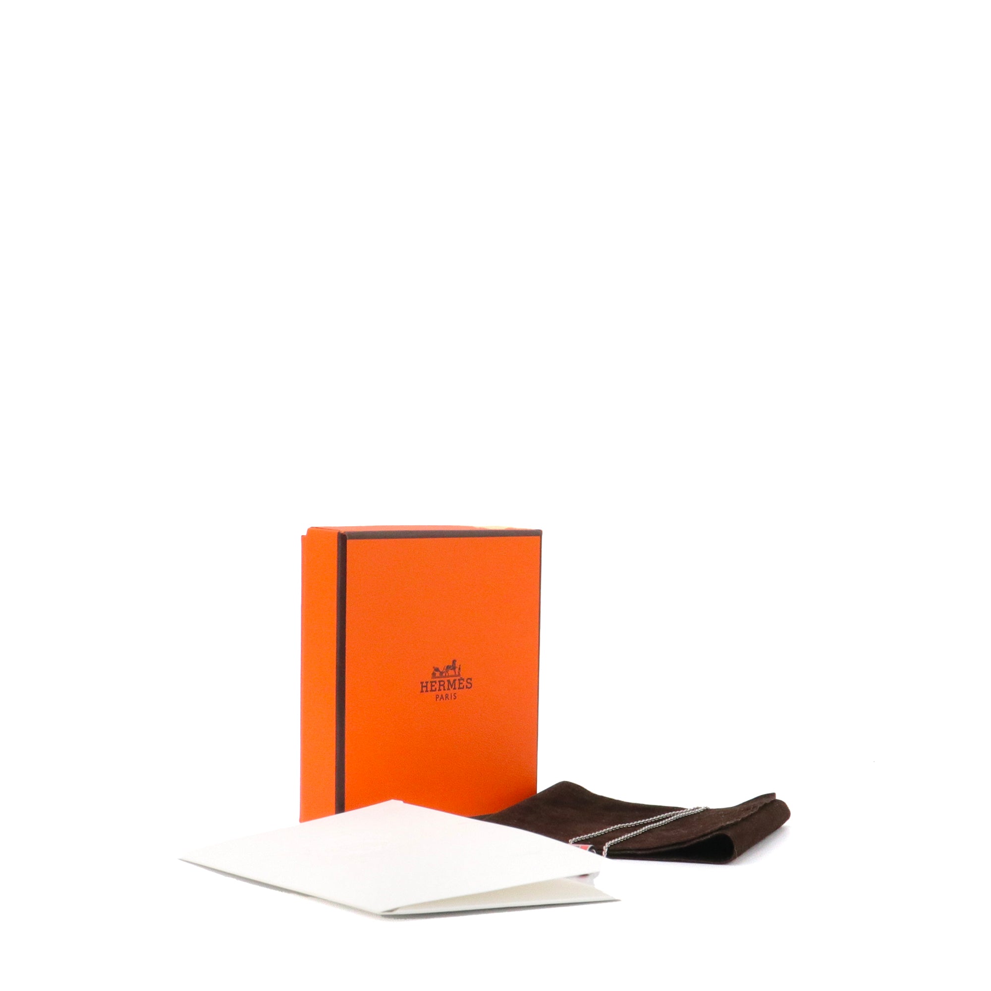 HERMÈS - Hermès Pop H necklace in silver metal and orange enamel