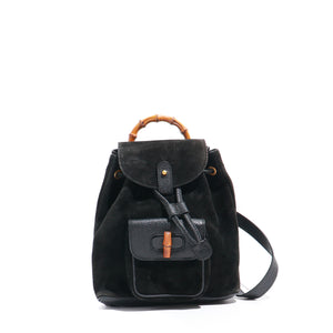 GUCCI - Bamboo Mini backpack in black suede and leather