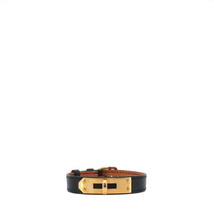 HERMÈS - Bracelet de montre Kelly Cadenas Hermès en cuir epsom noir