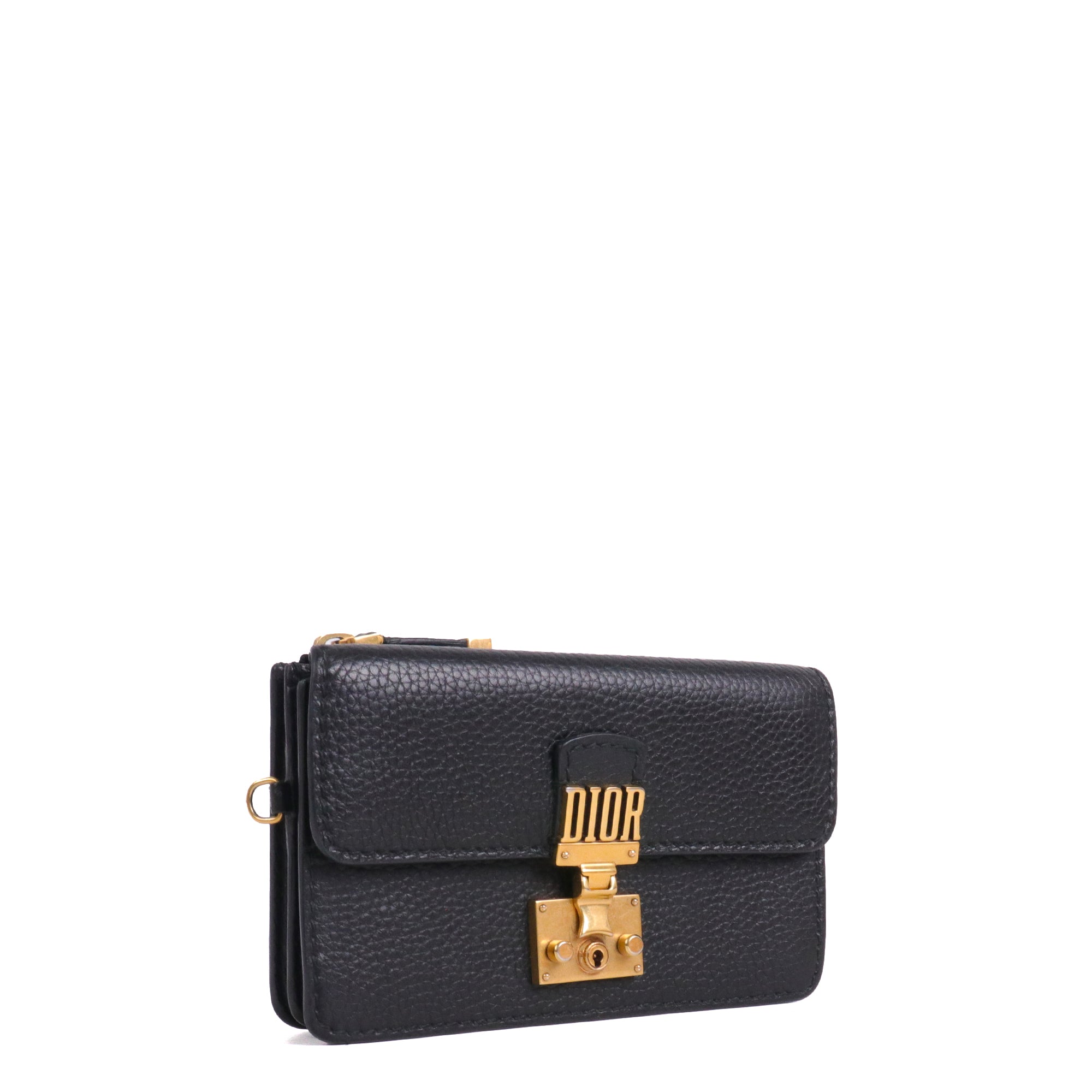 DIOR - Portefeuille Clutch Dior en cuir grainé noir