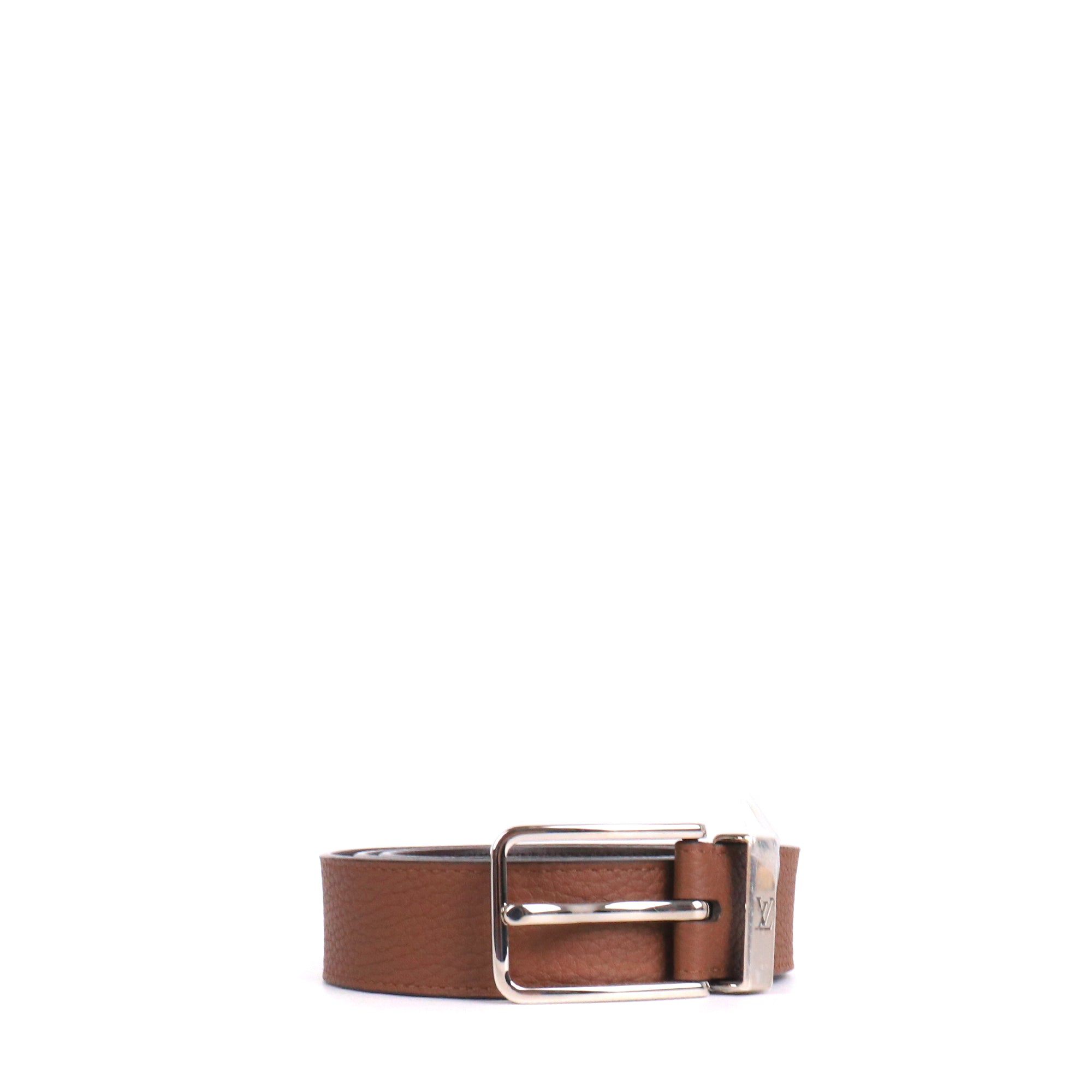 LOUIS VUITTON - Ceinture Louis Vuitton en cuir grainé marron (T100)