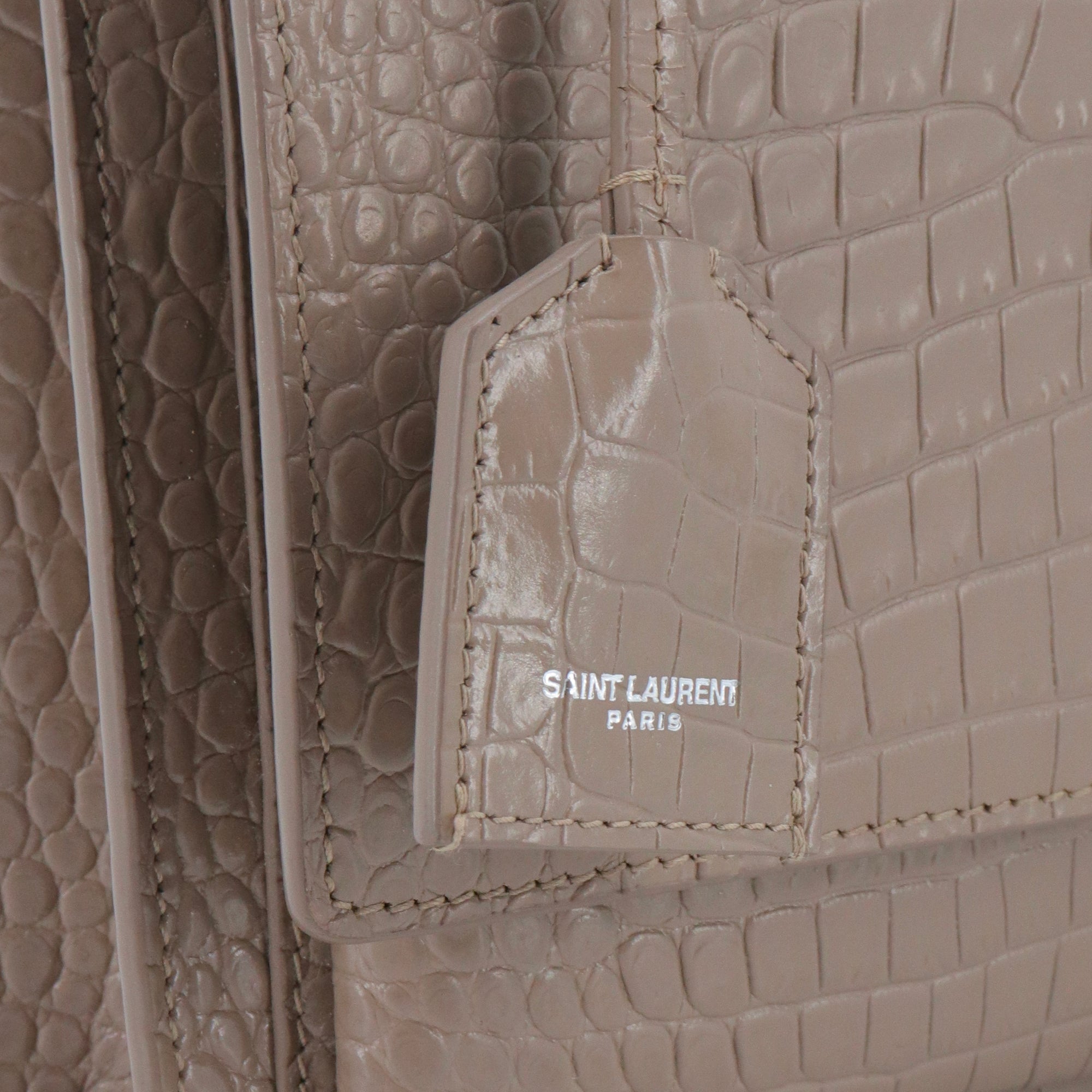 SAINT LAURENT - Saint Laurent Sunset Medium shoulder bag in brown croc-embossed leather
