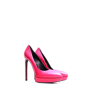 SAINT LAURENT - Escarpins Janis en cuir lisse fushia (T38,5)