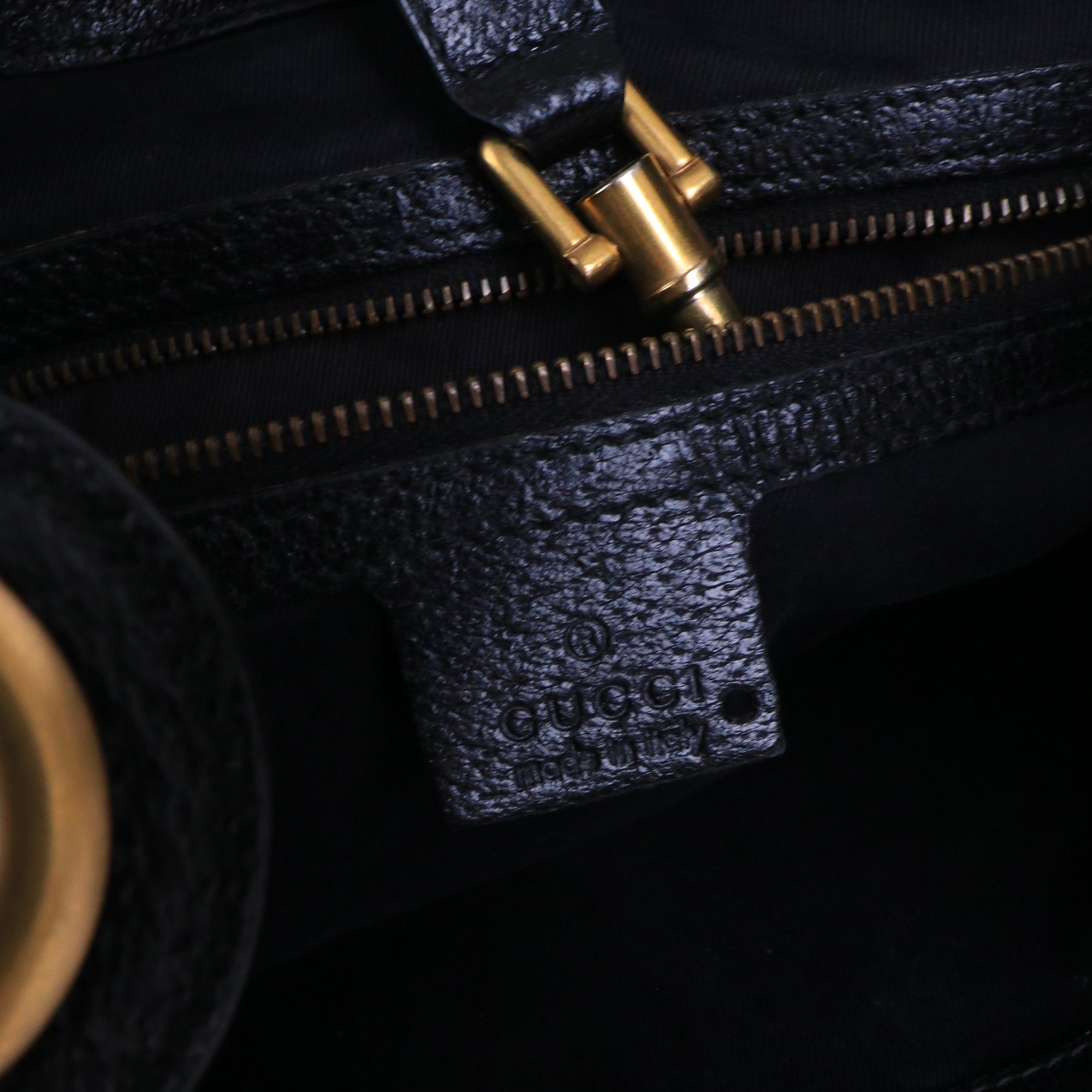 GUCCI - Small Gucci Jackie 1961 shoulder bag in denim and brown grained leather