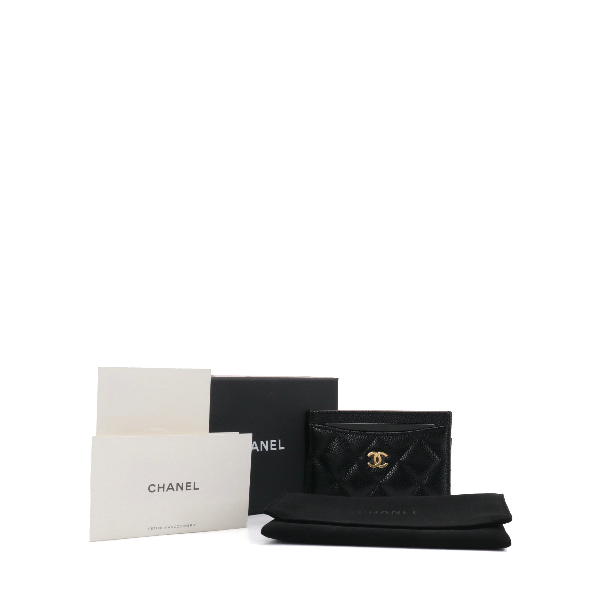 CHANEL - Chanel card holder in black caviar quilted leather