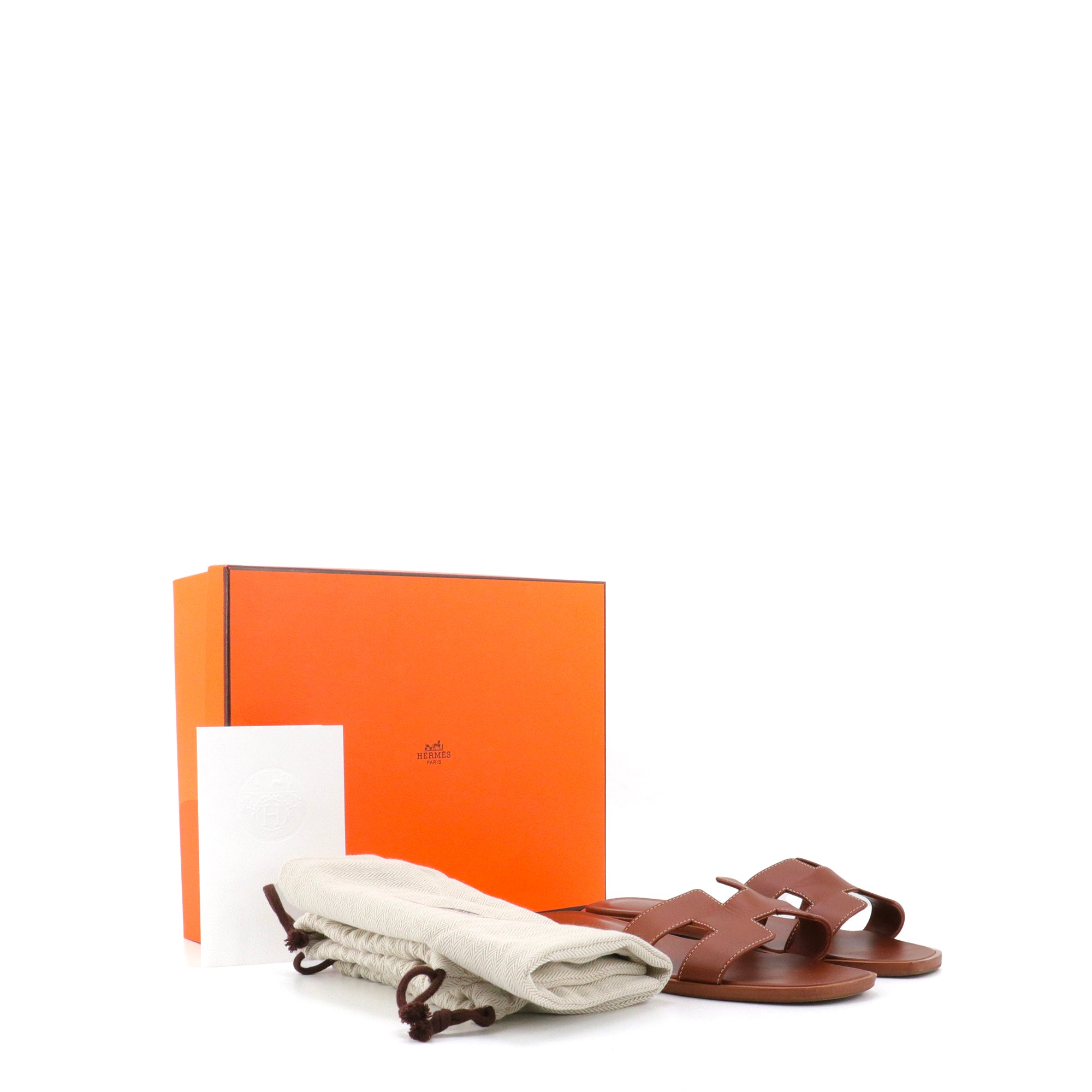 HERMÈS - Oran Hermès sandals in gold leather (T38)