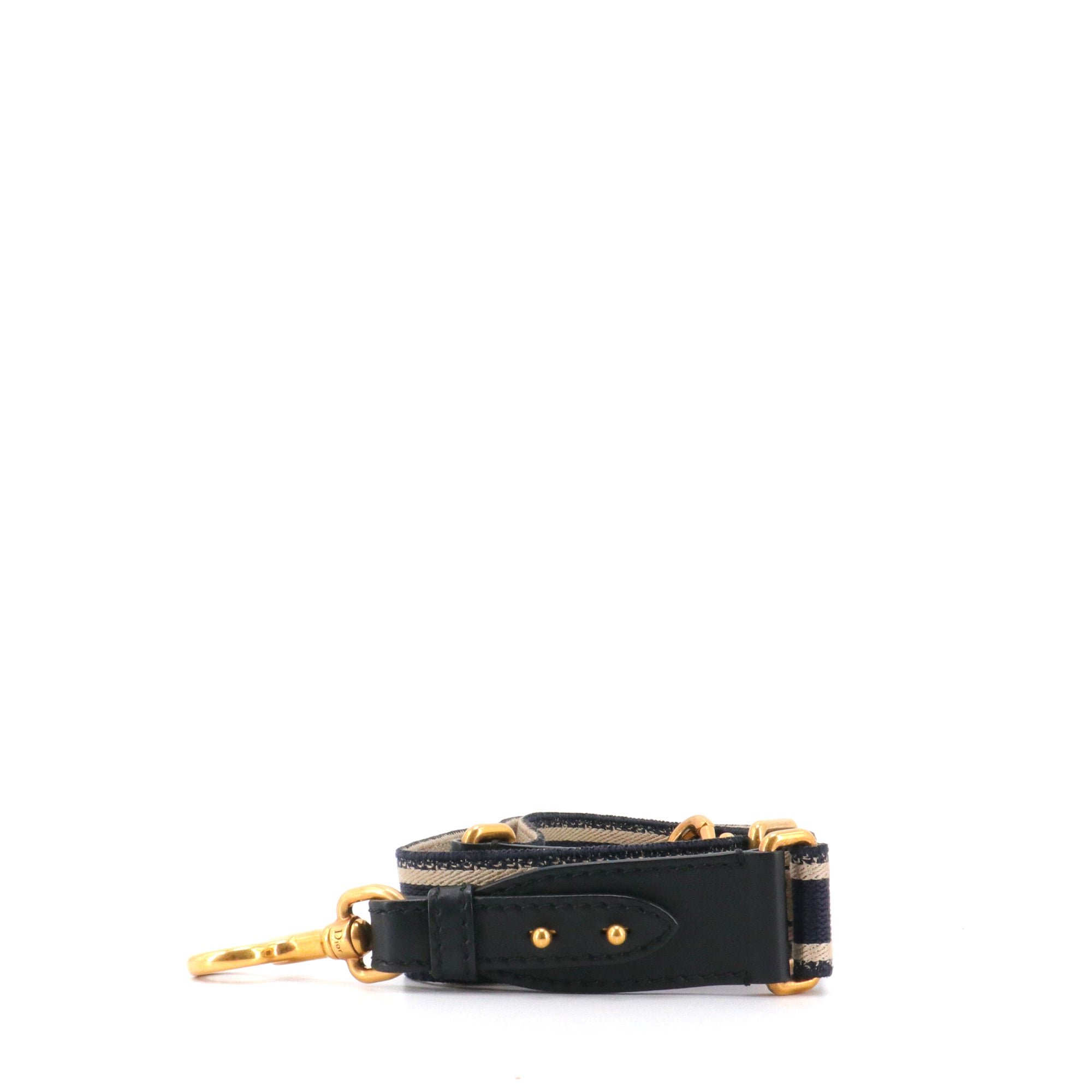 DIOR - Bandoulière ajustable avec anneau Dior en coton bleu marine