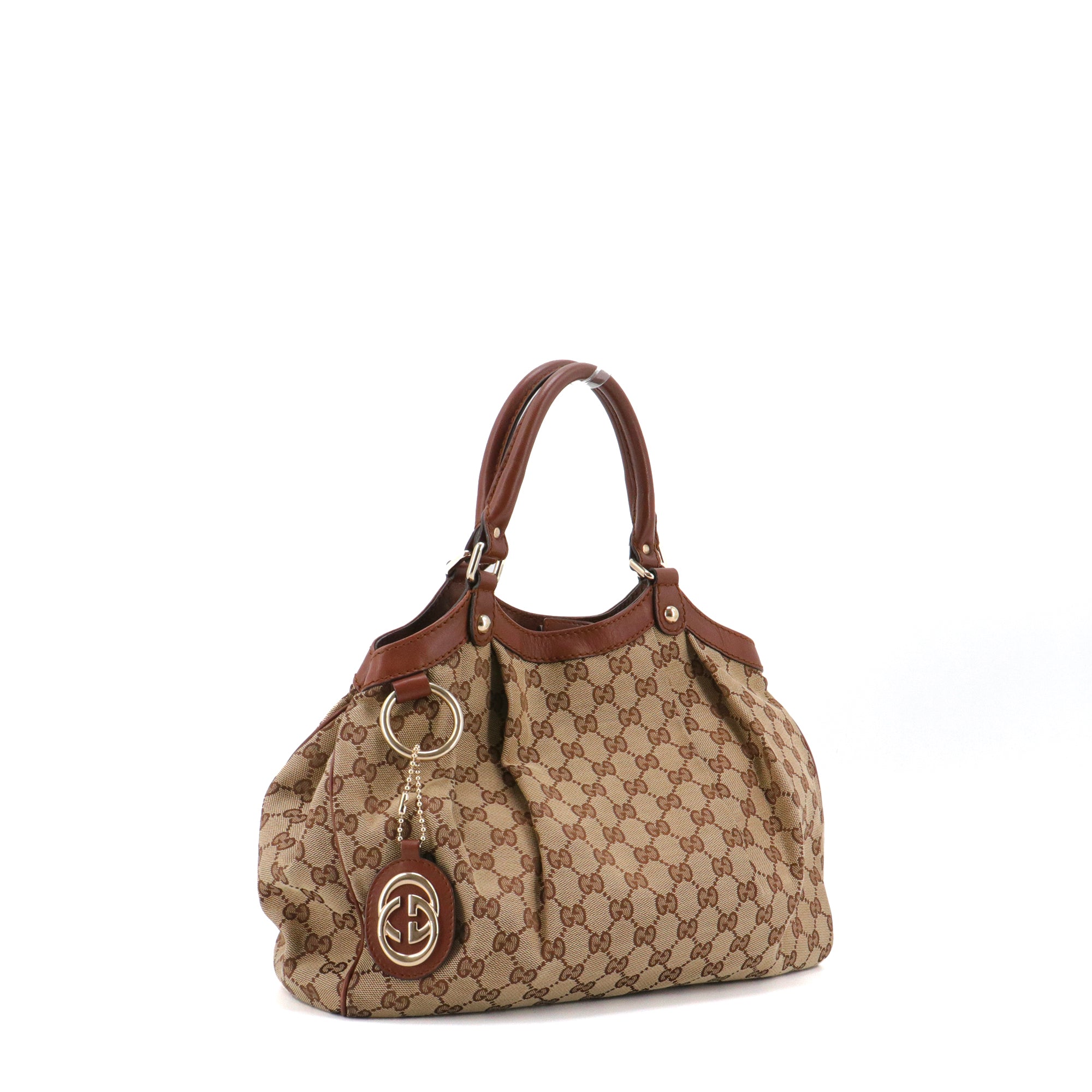 GUCCI - Sac à main Gucci en toile sûpreme GG et cuir marron