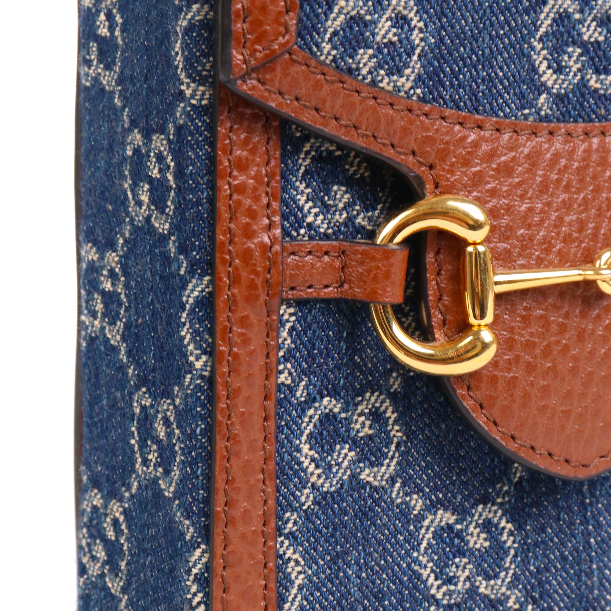 GUCCI - Sac à bandoulière Horsebit 1955 Gucci en denim bleu marine