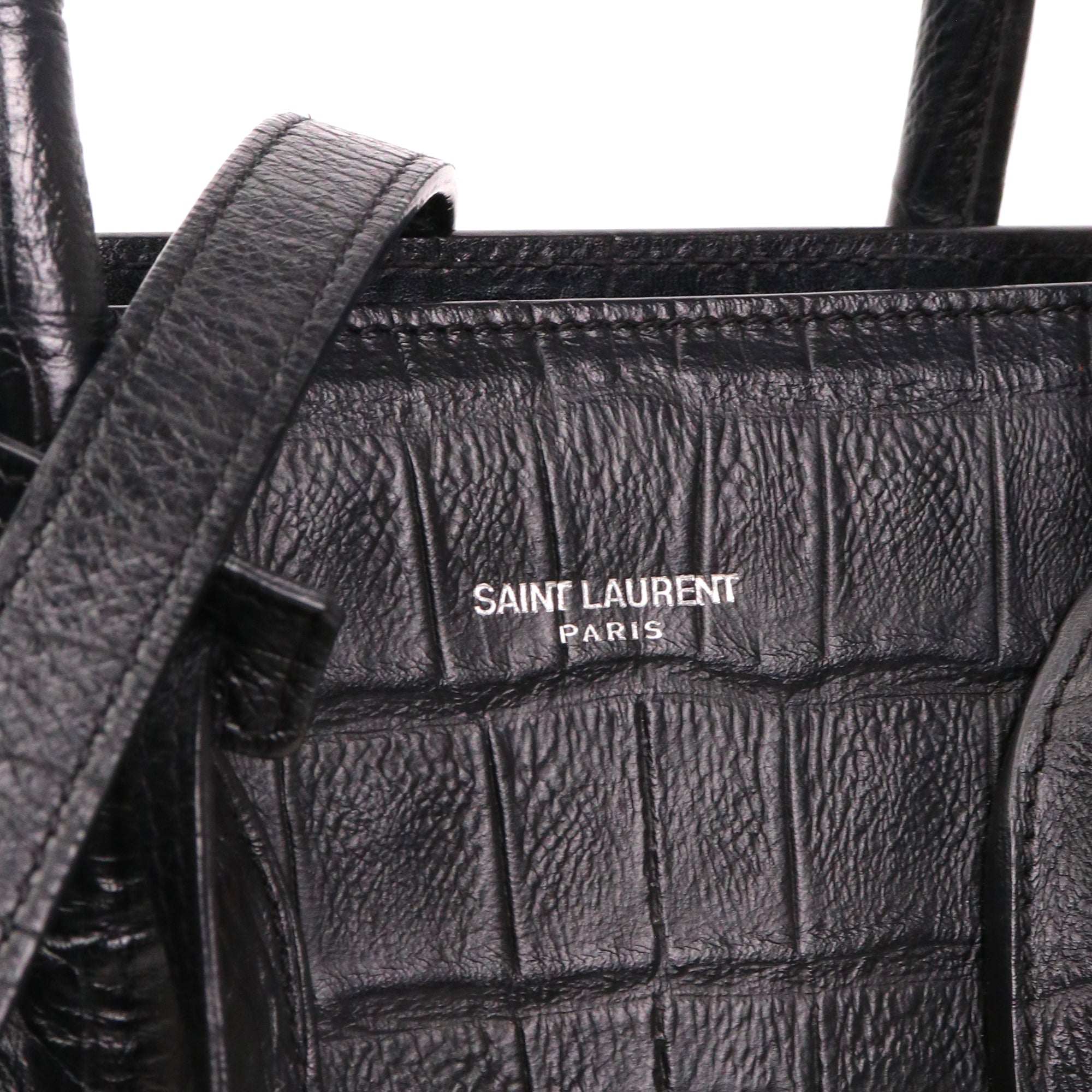 SAINT LAURENT - Sac de Jour Small Saint Laurent en cuir embossé crocodile noir