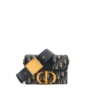 DIOR - Sac à bandoulière 30 Montaigne Box Dior en toile et cuir bleu marine