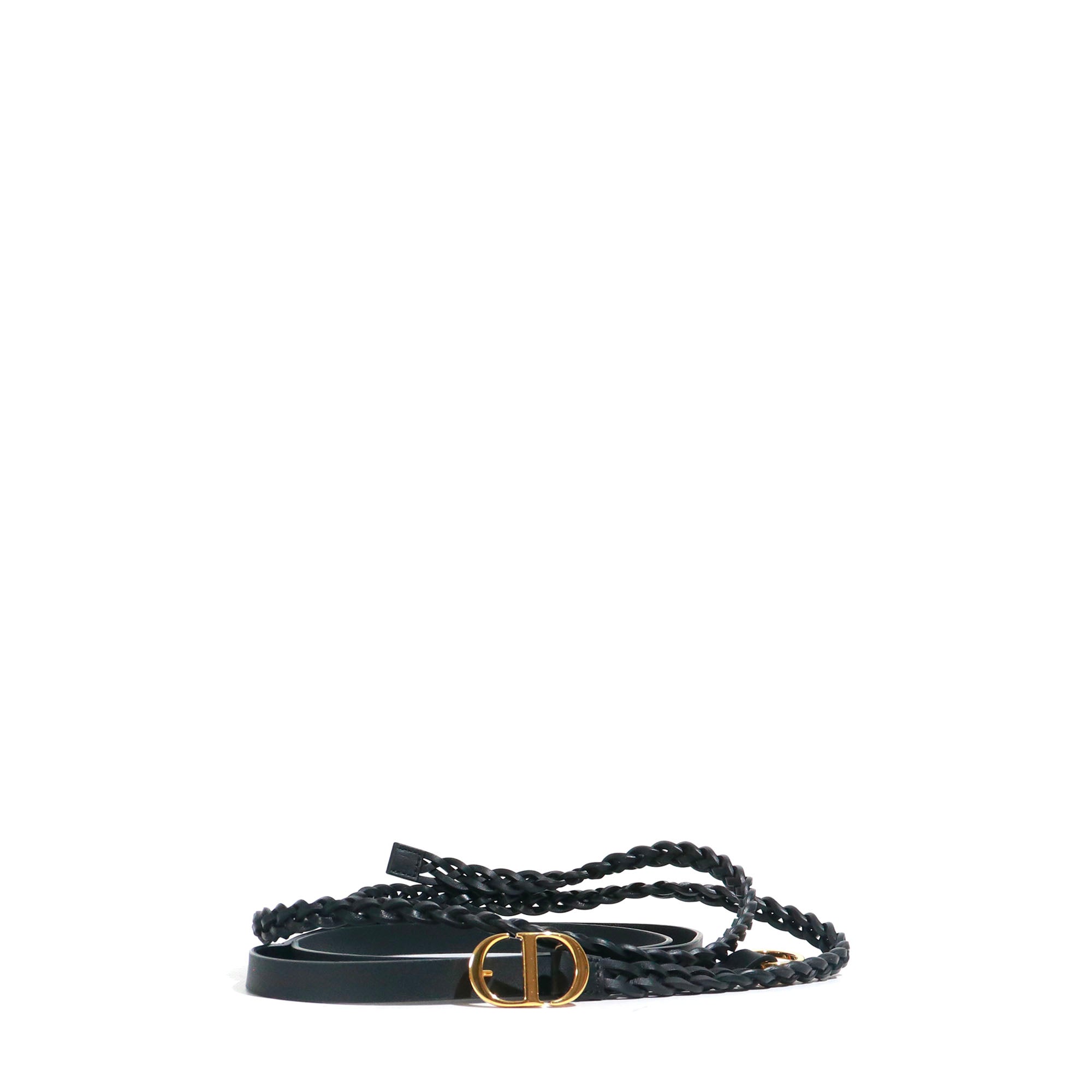 DIOR - Ceinture double CD Dior en cuir tressé noir (T80)