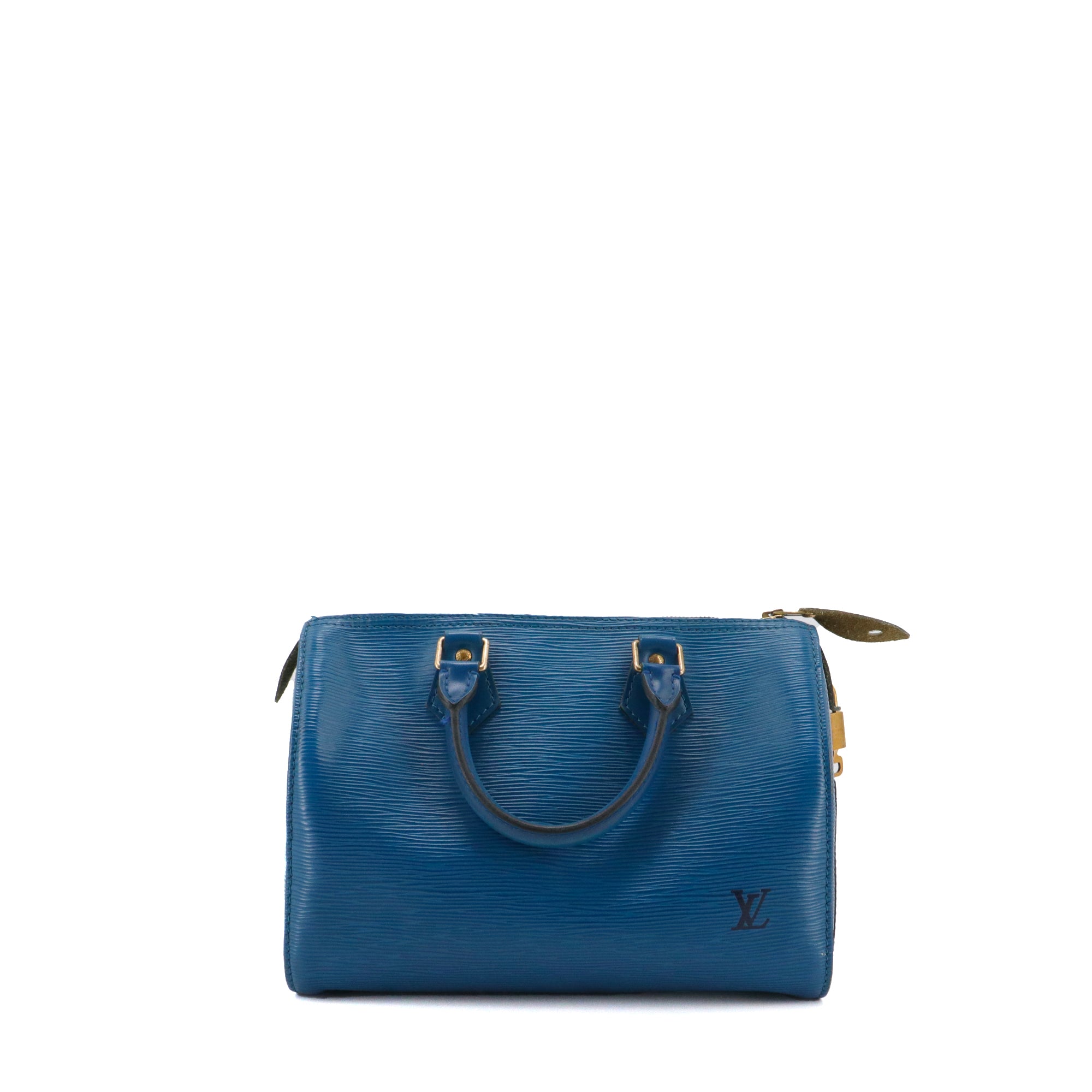 LOUIS VUITTON - Sac à main Speedy 25 Louis Vuitton en cuir épi bleu