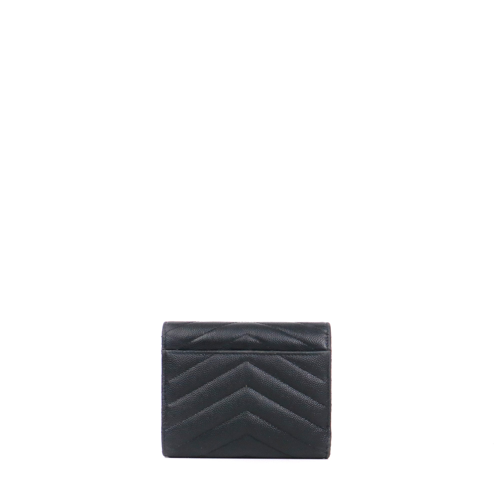 SAINT LAURENT - Portefeuille Cassandre Compact Saint Laurent en cuir grainé noir
