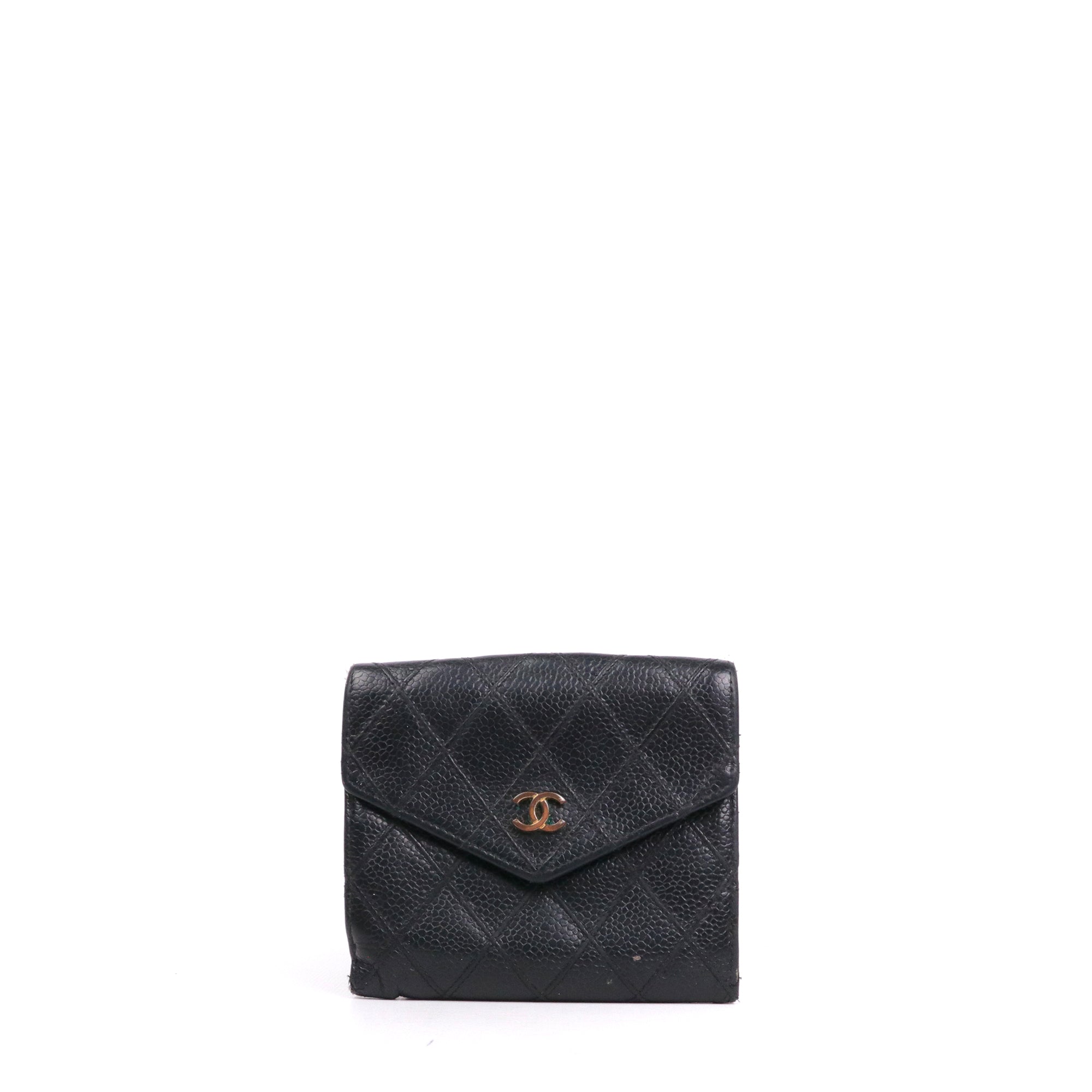 CHANEL - Porte-monnaie Chanel en cuir caviar noir