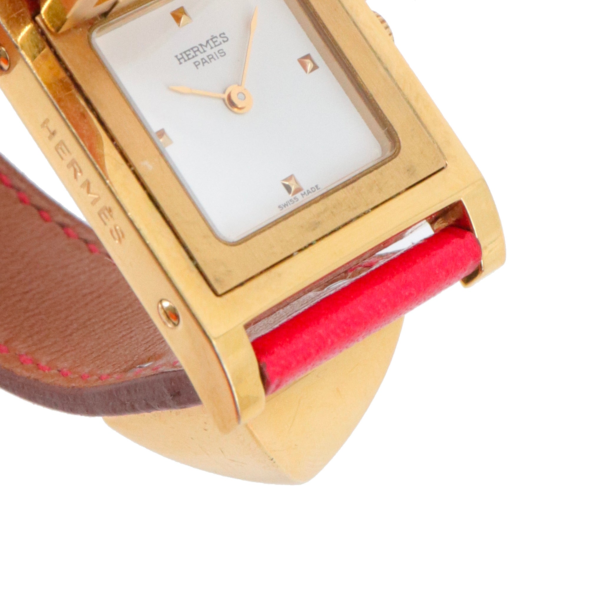 HERMÈS - Médor PM Hermès watch in red leather 