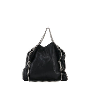 STELLA MCCARTNEY - Stella McCartney Falabella tote bag in black semi-shiny fabric