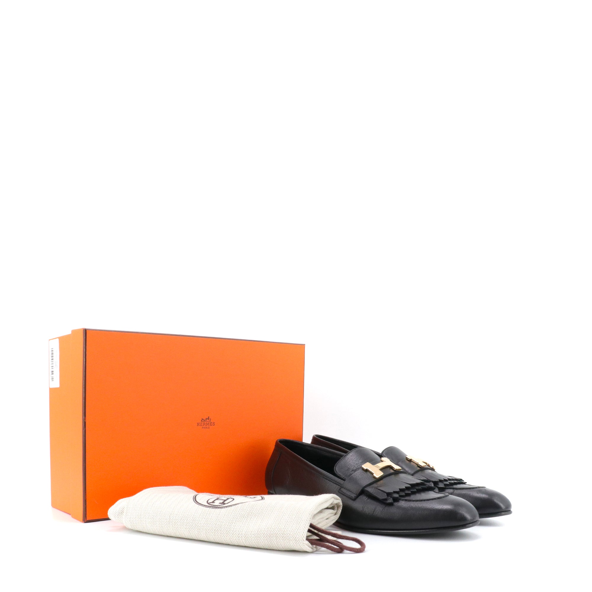 HERMÈS - Royal Hermès loafers in black leather (T41)