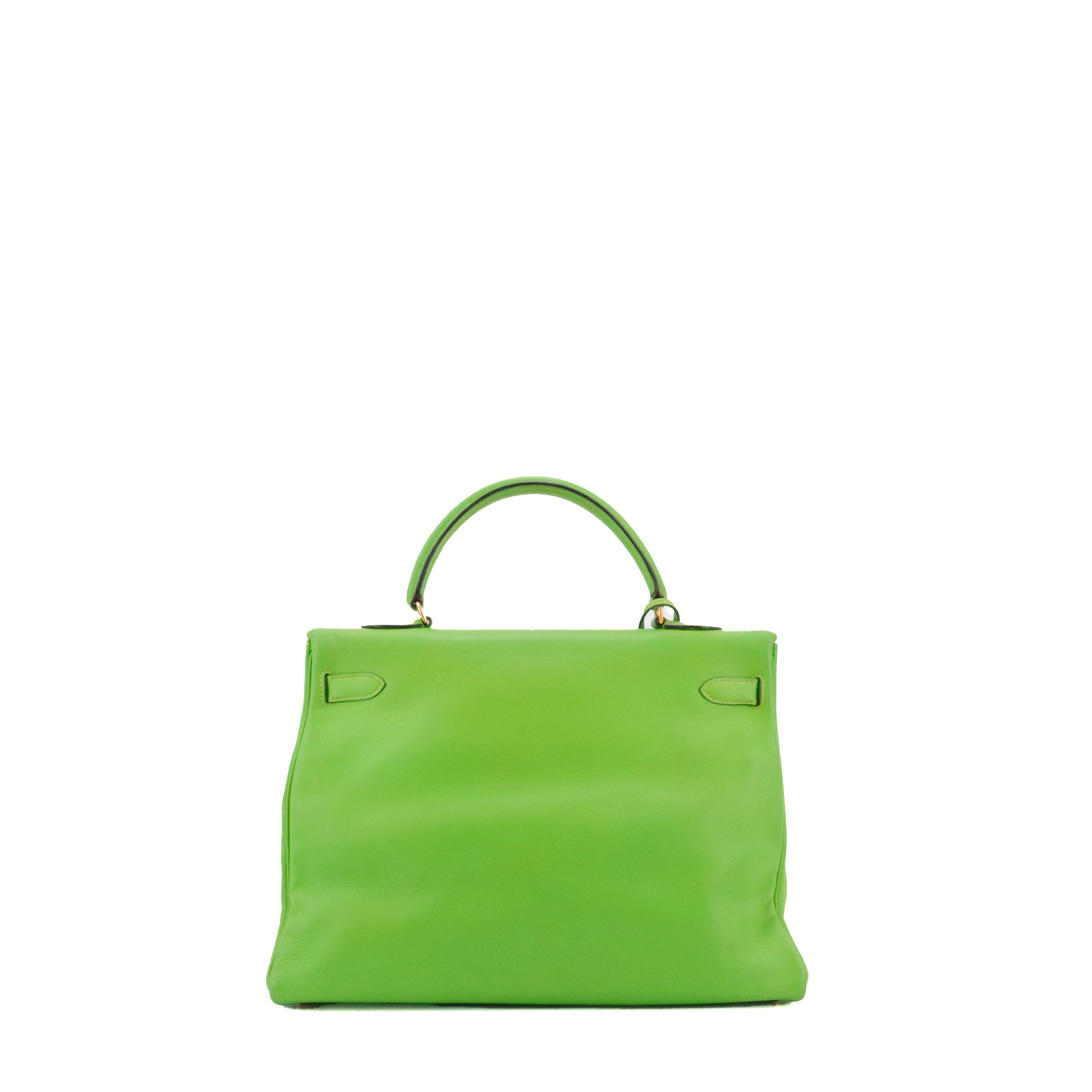 HERMÈS - Sac à main Kelly 35 Hermès en cuir swift vert grany