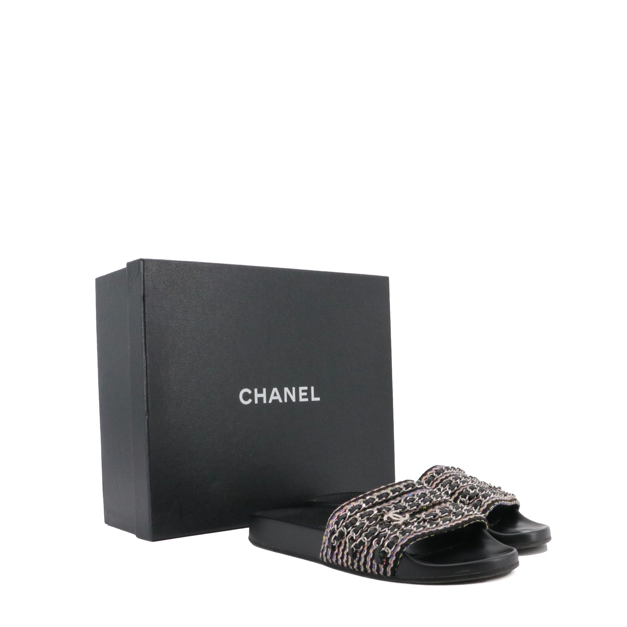 CHANEL - Chanel Tropiconic sandals in multicolored tweed and leather (Size 38)