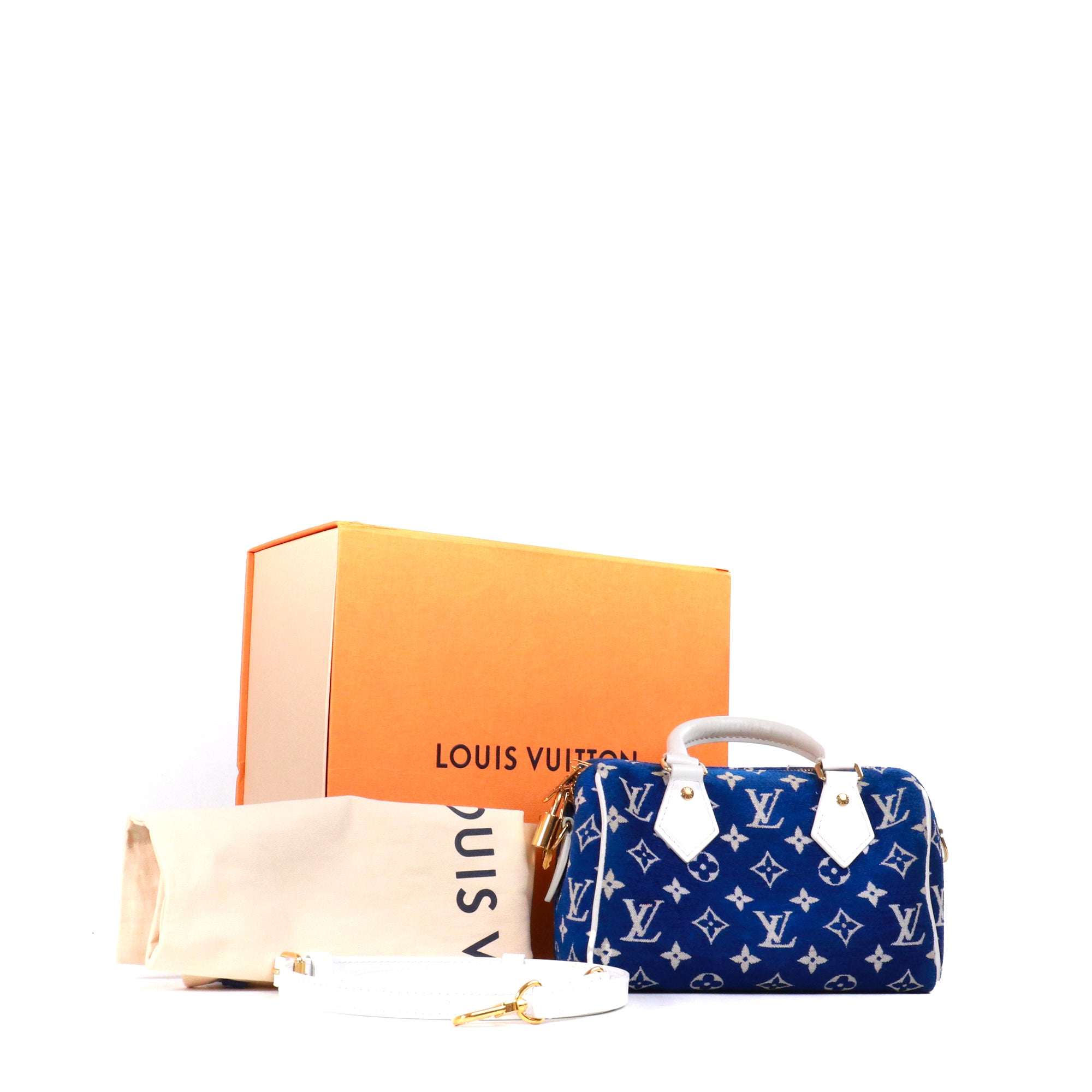 LOUIS VUITTON - Louis Vuitton Speedy 20 shoulder bag in blue velvet