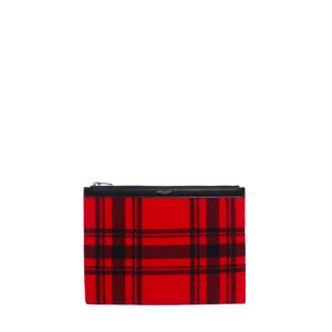 SAINT LAURENT - Pochette Saint Laurent en laine rouge et noire