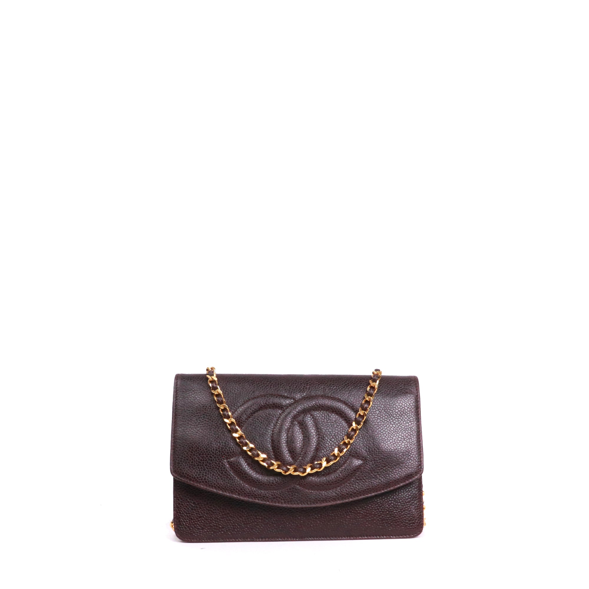 CHANEL - Sac Wallet On Chain Chanel en cuir caviar prune