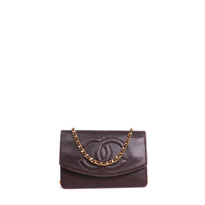 CHANEL - Sac Wallet On Chain Chanel en cuir caviar prune