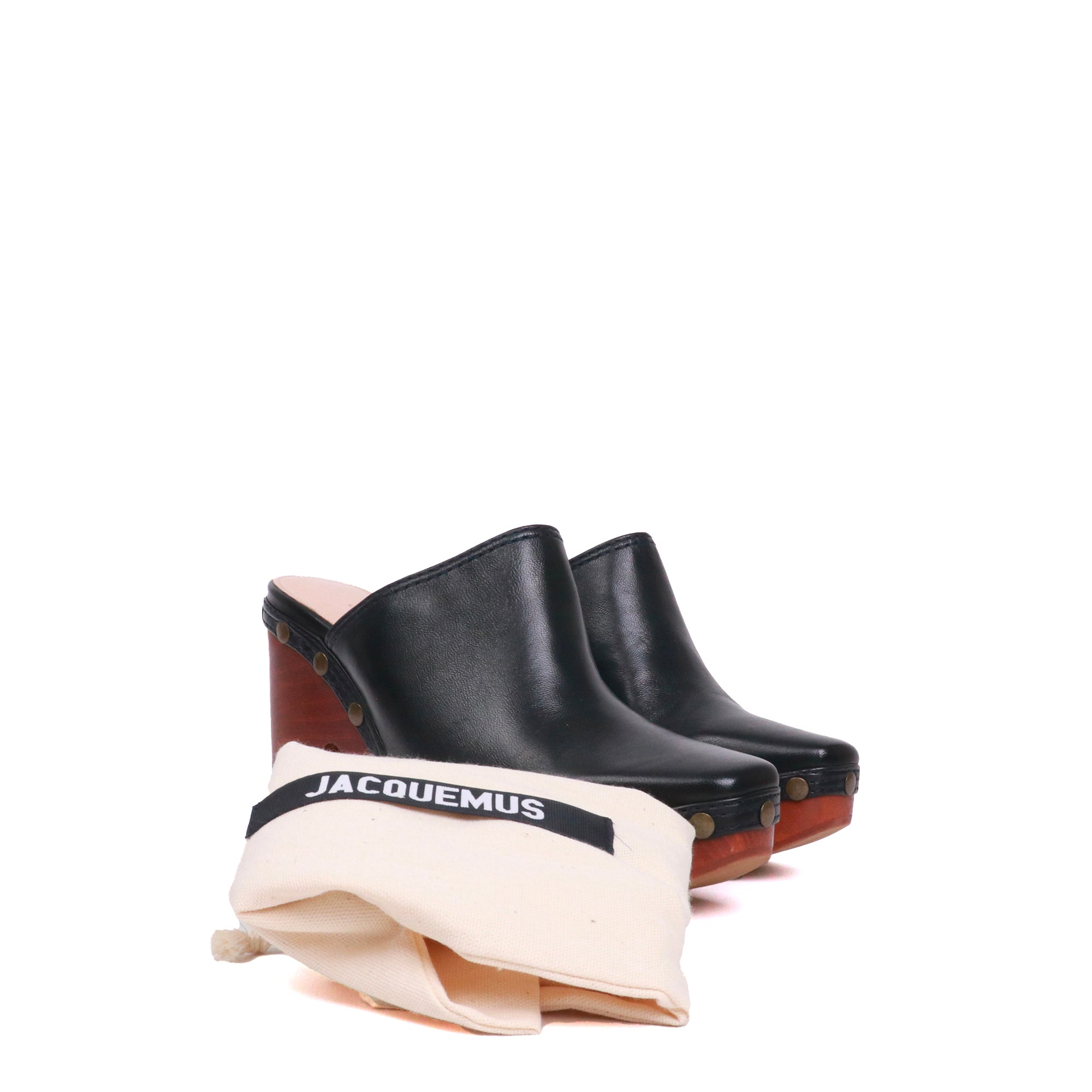 JACQUEMUS - Jacquemus clogs in black leather (size 37)
