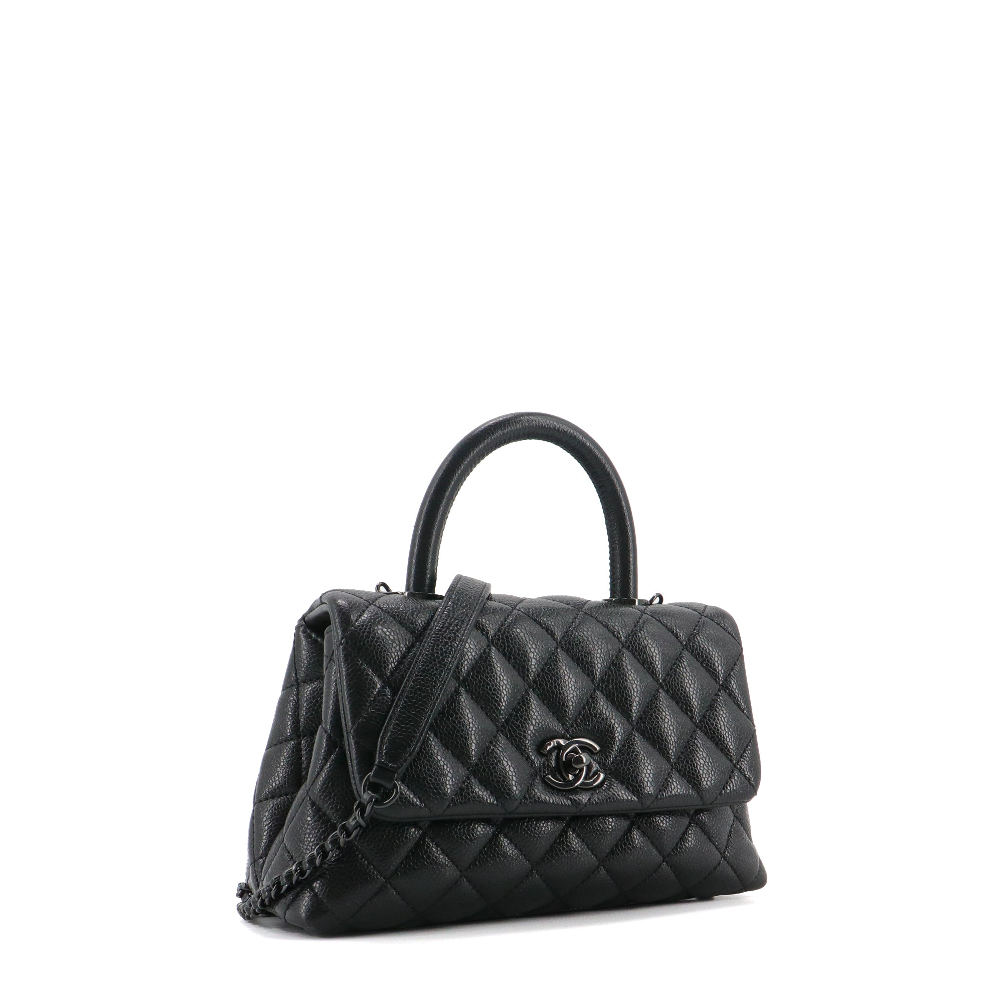 CHANEL - Chanel Coco Handle shoulder bag in full black caviar leather