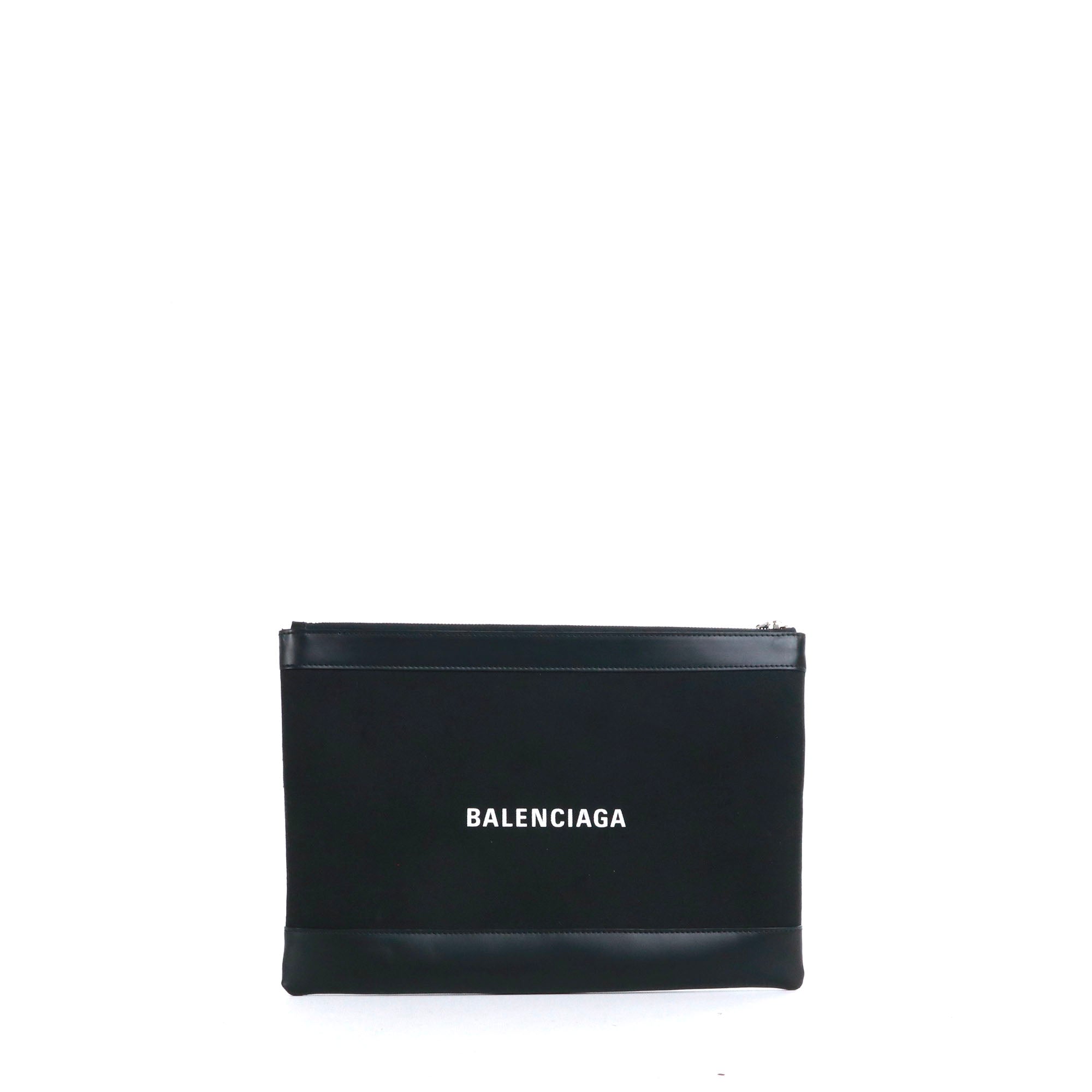 BALENCIAGA - Balenciaga Ville clutch in black canvas and leather