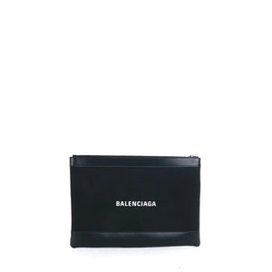 BALENCIAGA - Balenciaga Ville clutch in black canvas and leather